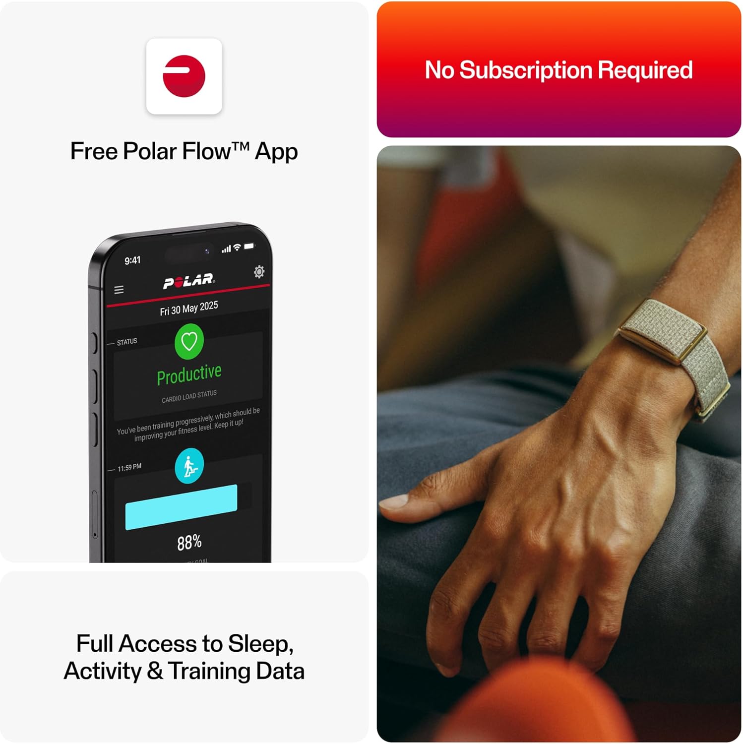 Polar Loop – Smart Screen-Free Wearable Health & Fitness Band mit Herzfrequenz 24/7, Schlaf- und Aktivitätsüberwachung, automatische Trainingserkennung, kein Abonnement, Batterie