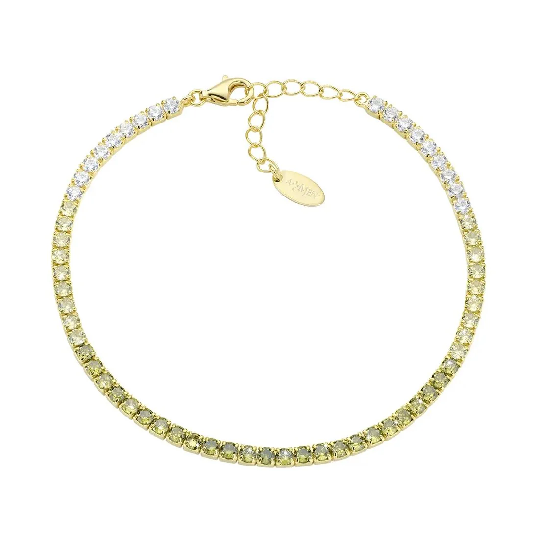 Bracciale Amen tennis dorato bianco e verde oliva in sfumatura degrad�� BT25DEGOL17
