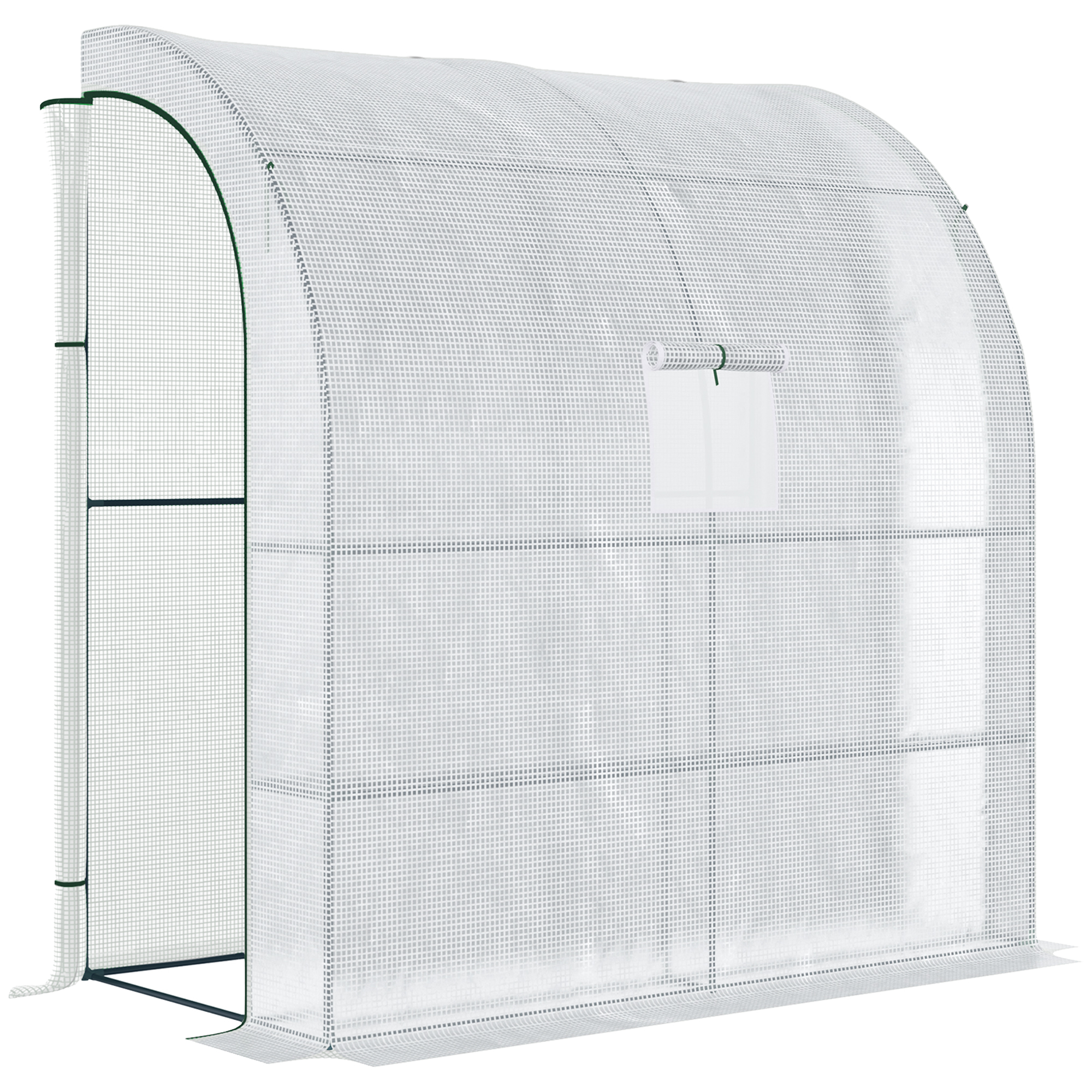 Outsunny Foliengewächshaus Tomatengewächshaus mit Mesh Fenster, Treibhaus mit aufrollbaren Türen, Anzuchthaus mit UV Schutz, Weiß, 200 x 100 x 215 cm