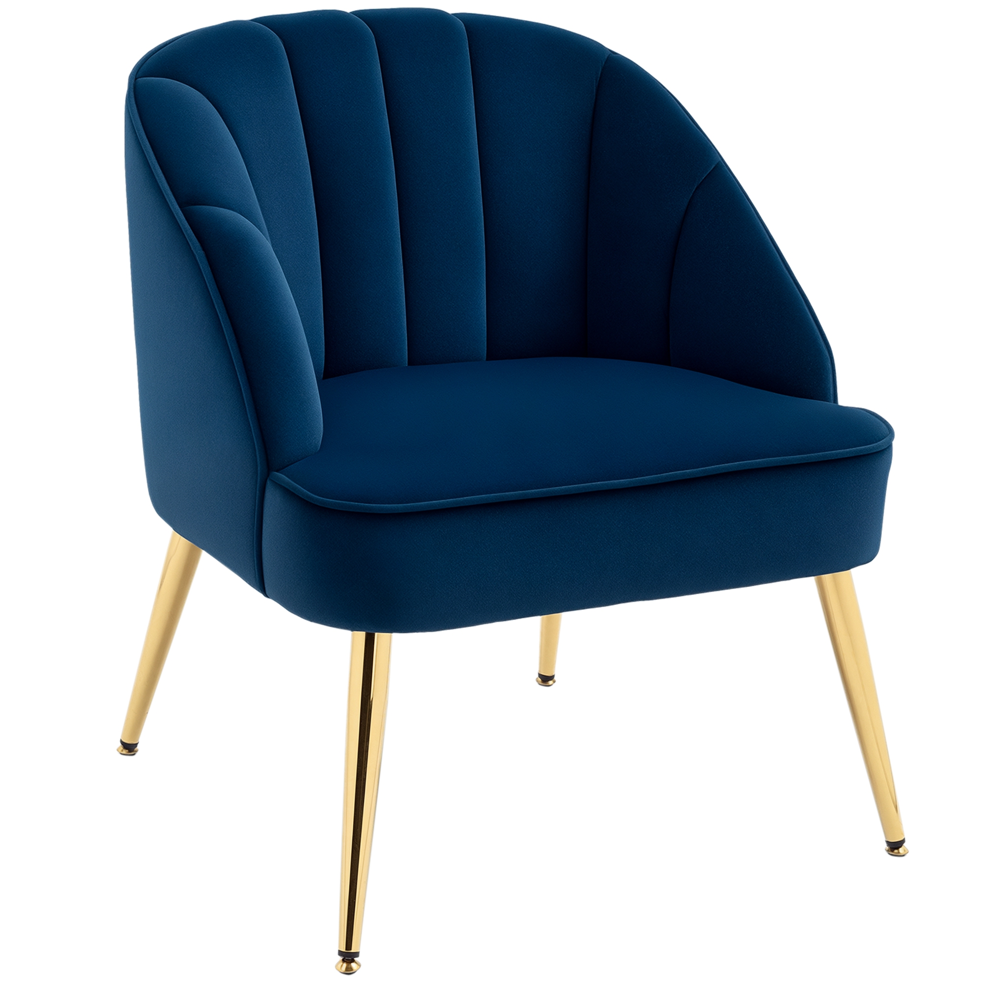 HOMCOM Sessel in Retrodesign, Lesesessel, Akzentsessel, Samtoptik, Blau + Gold