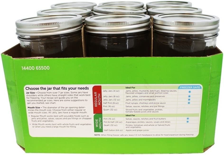Ball Wide Mouth 24 Oz Glass Mason Jars with Lids, 9 Pack, Freezer Safe