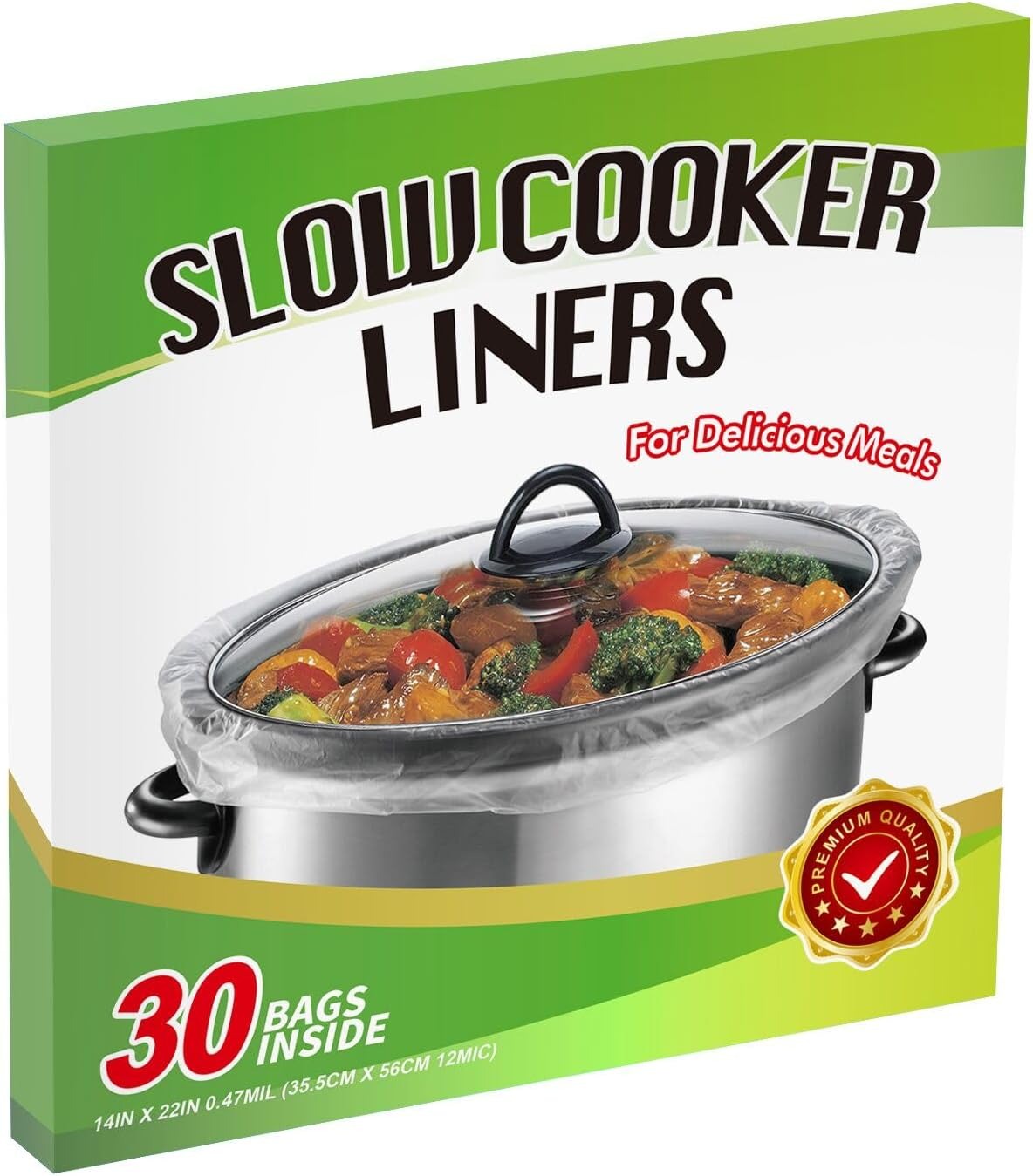 30 sacchetti per cottura lenta e sacchetti da cucina extra large per fornelli lenti da 6-10 litri, pentole ovali e rotonde, 35,6 x 55,9 cm, senza BPA,