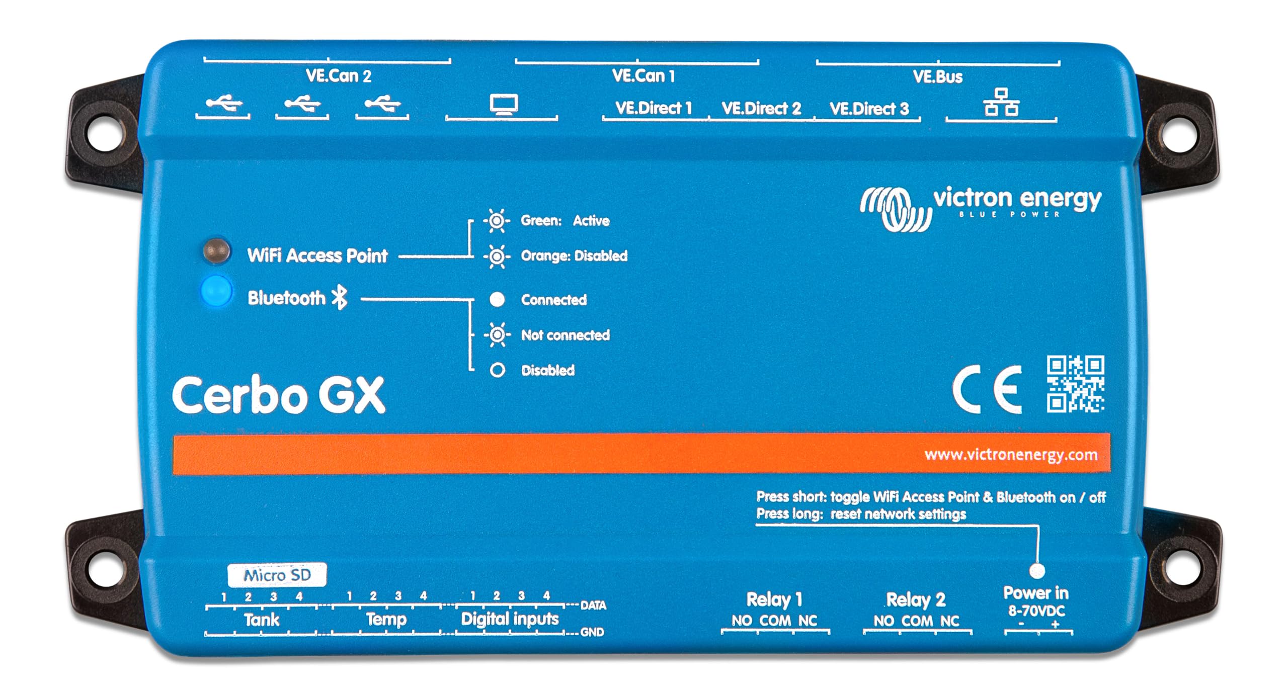 Kommunikationszentrum Cerbo GX MK2 2 VE-Can-Anschlüsse 3 USB-Host-Ports Bluetooth VRM Fernverwaltung