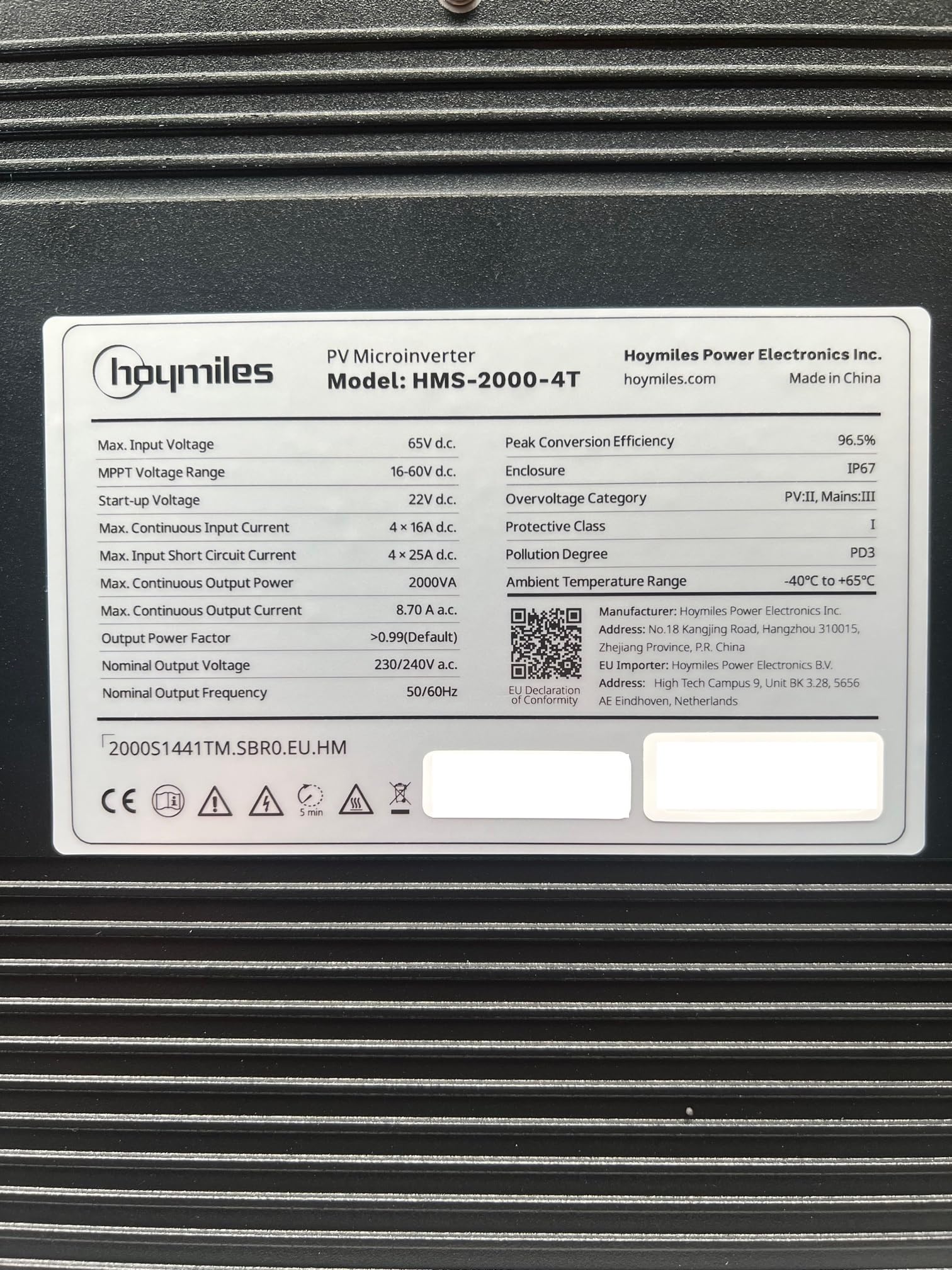Hoymiles HMS-2000-4T Mikrowechselrichter für 4 Solarmodule 2000W mit optionalem WiFi für Balkonkraftwerk