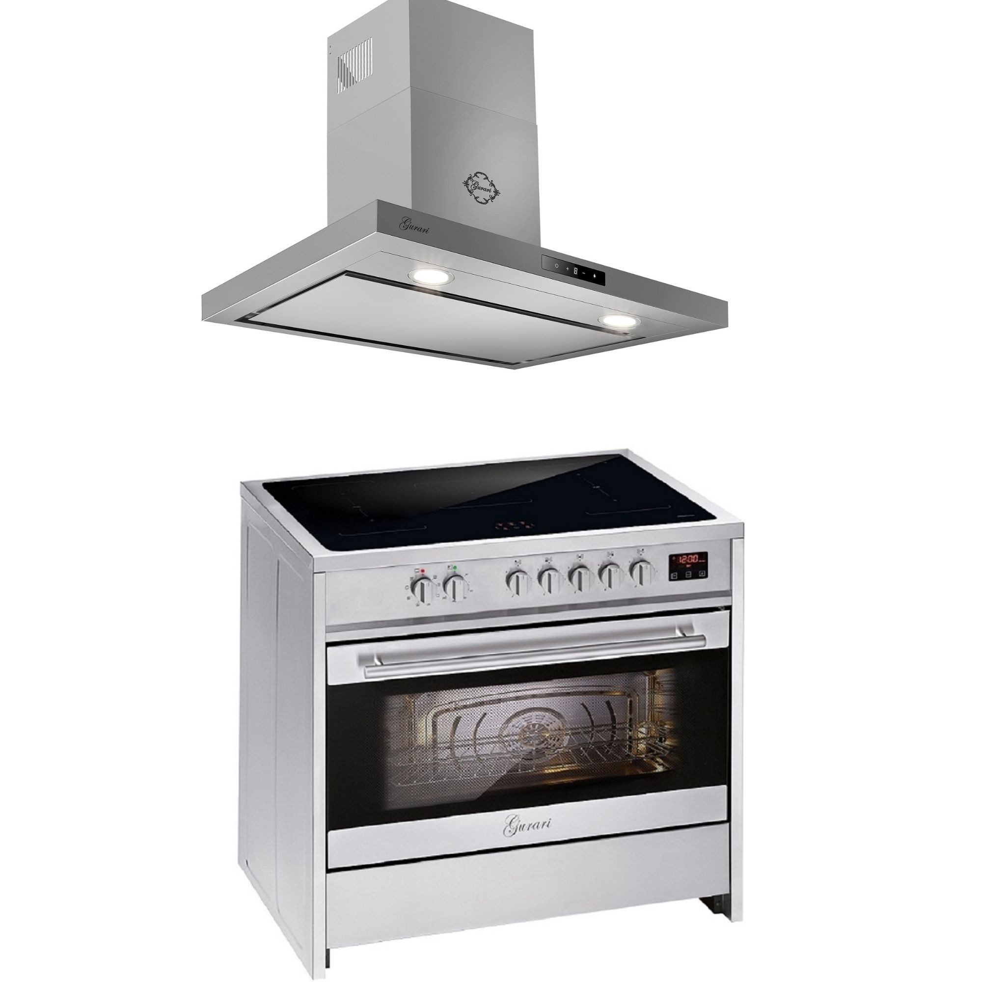 Induktions Herd-Set Induktions Standherd 90 cm, 121L, Range Coocker+Dunstabzugshaube 90 cm E 913 X+CH 5001