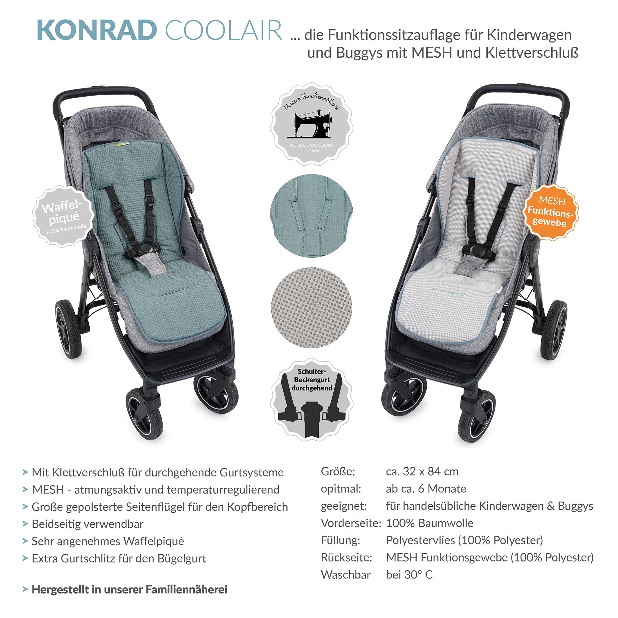 KONRAD die gro?e Buggysitzauflage mit Klett