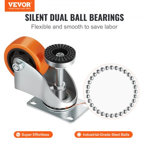 VEVOR Nivellierrollen, verstellbare PVC-Rolle mit Plattenmontage, 720 lbs, 4er-Set