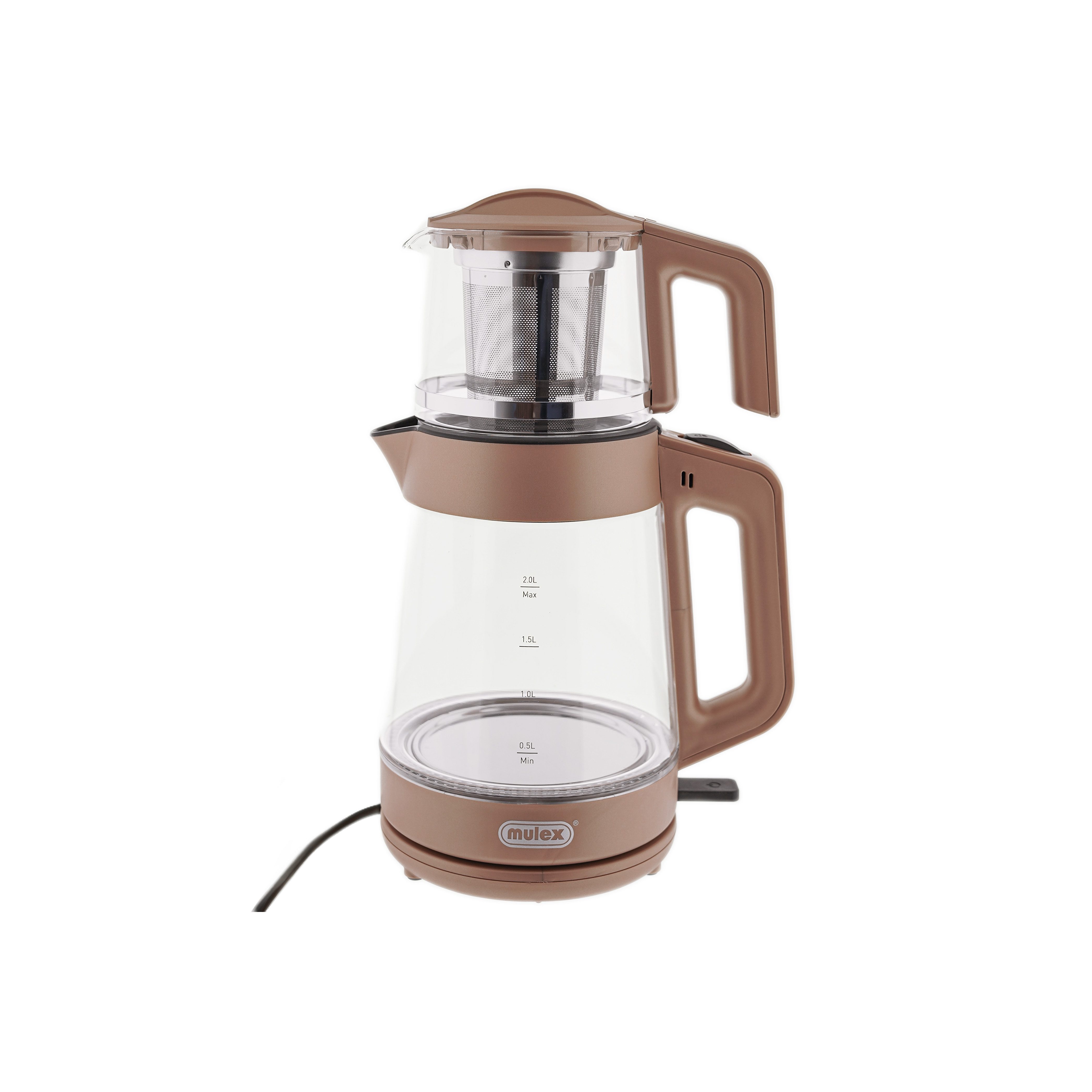 Wasser-/Teekocher Tee Express 2-in-1 aus Glas - 1L + 2L - Kupfer