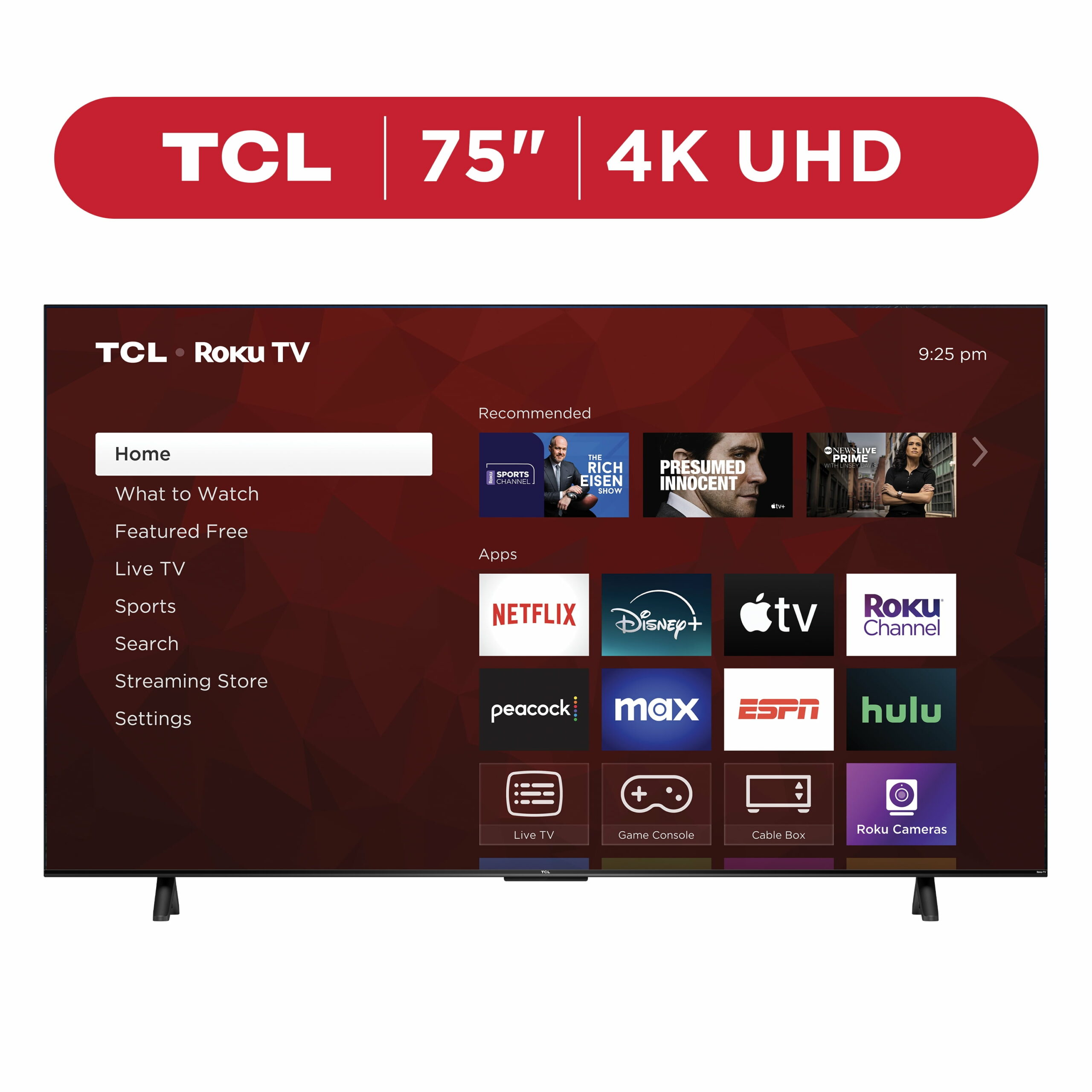 TCL 75&prime;&prime; 4 Series 4K UHD HDR Smart TV with Roku, Voice Control, and Premium Design