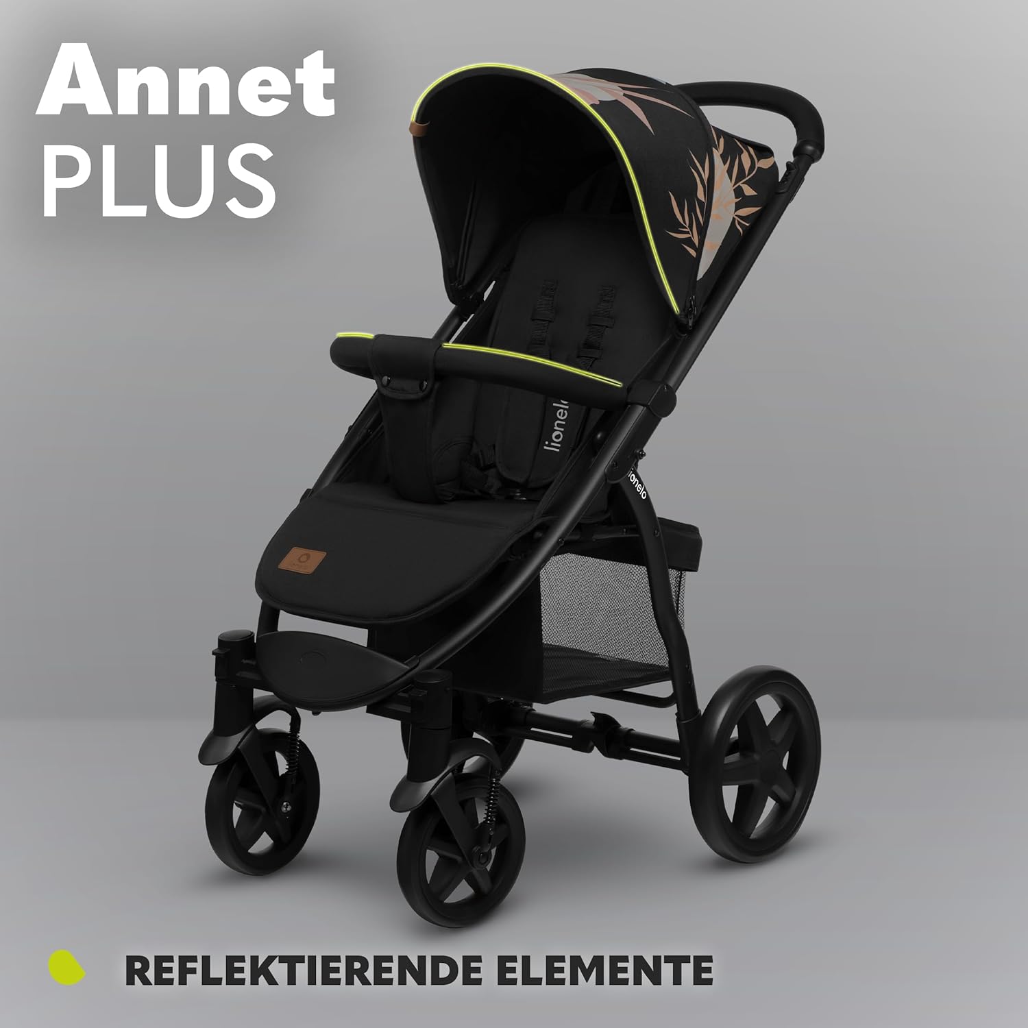 LIONELO Annet Plus Buggy bis 22 kg mit Liegefunktion, Kinderwagen klein zusammenklappbar mit Zubehör, Eva-Schaum-Räder, Moskitonetz, Fußdecke Getränkehalter, Korb