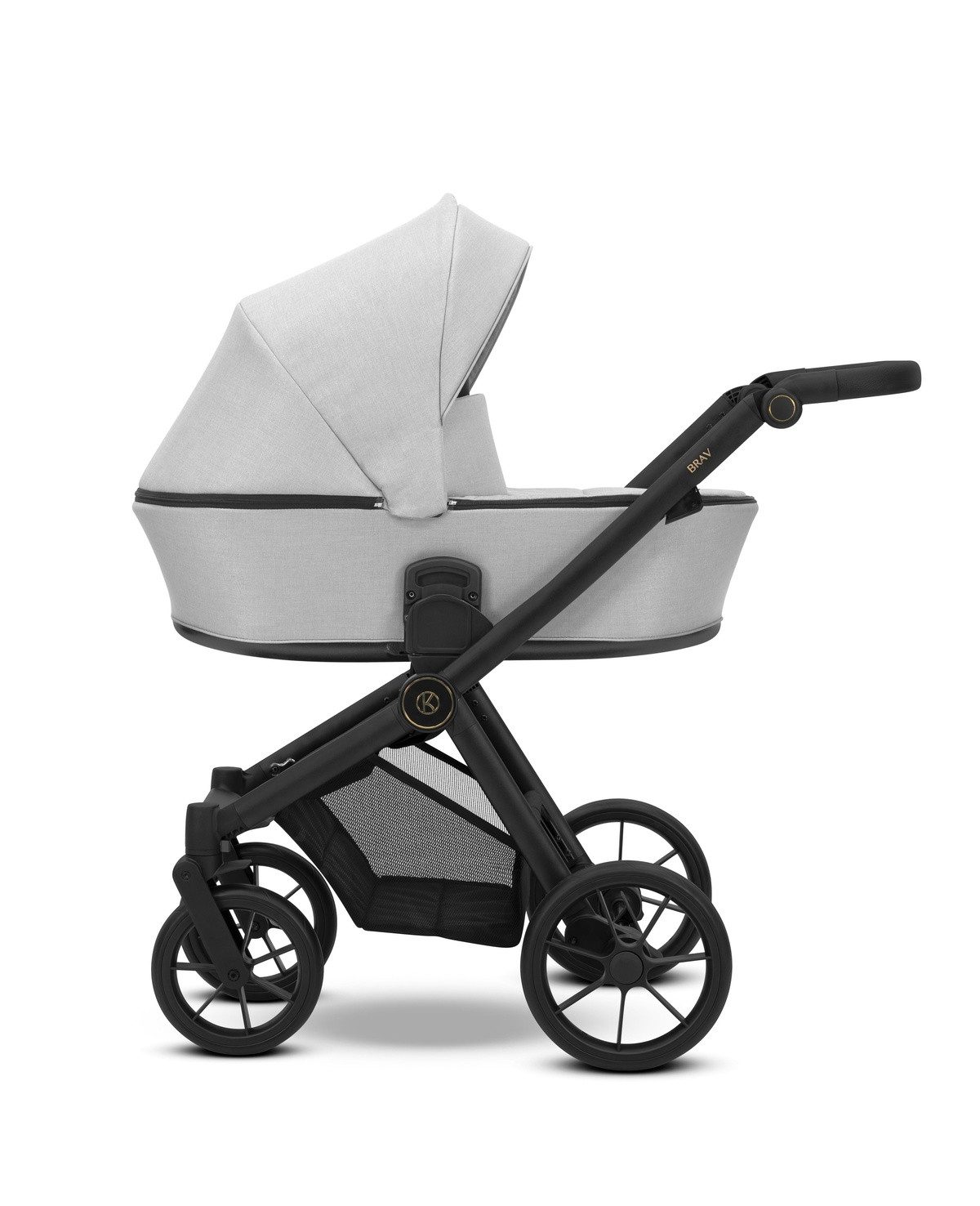 Kombi-Kinderwagen 2 in1 BRAV Kinderwagen mit schwarzem Rahmen und Eco-Gelrädern