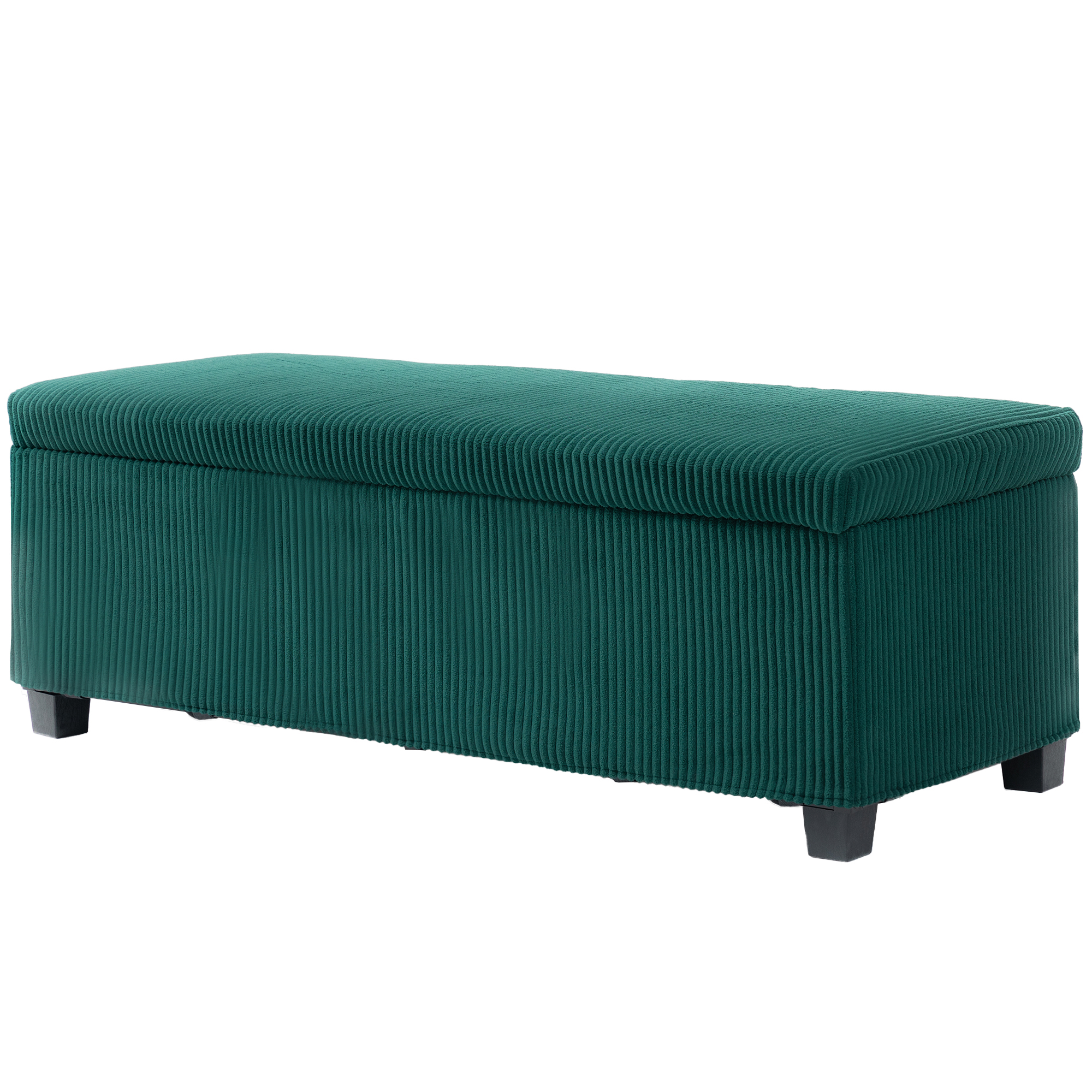 HOMCOM Samt Cord Aufbewahrungshocker End Of Bed mit Deckel, für Wohnzimmer, Schlafzimmer, Eingangsbereich, 112 x 42 x 40 cm, Grün
