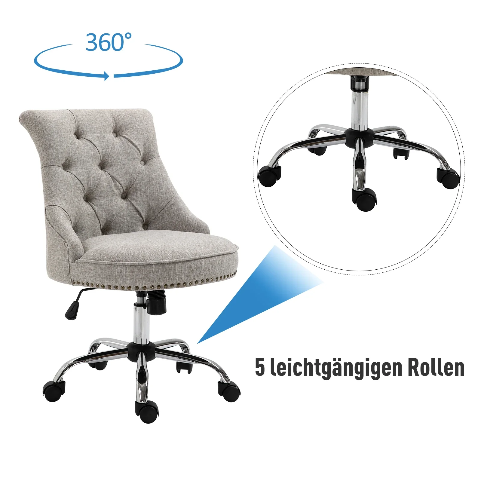 HOMCOM Polsterstuhl Bürostuhl höhenverstellbar Chesterfield Design