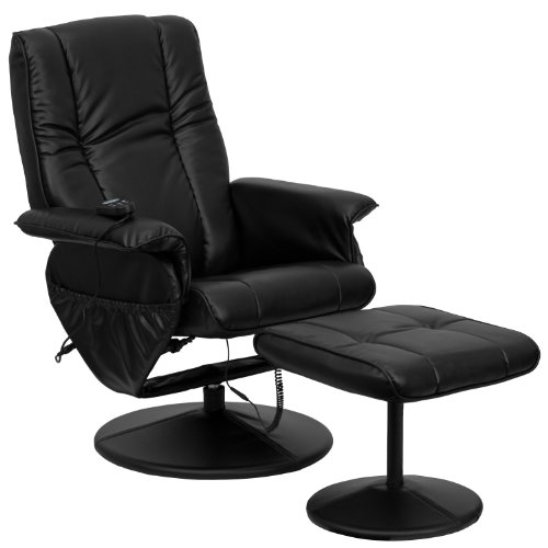 Flash Furniture Massage Black Leather Recliner Poltrona massaggiante reclinabile e ottomana Base Rivestita in Pelle, Metallo, Nero, 83.82 x 63.5 x 45.72 cm : Amazon.it: Casa e cucina