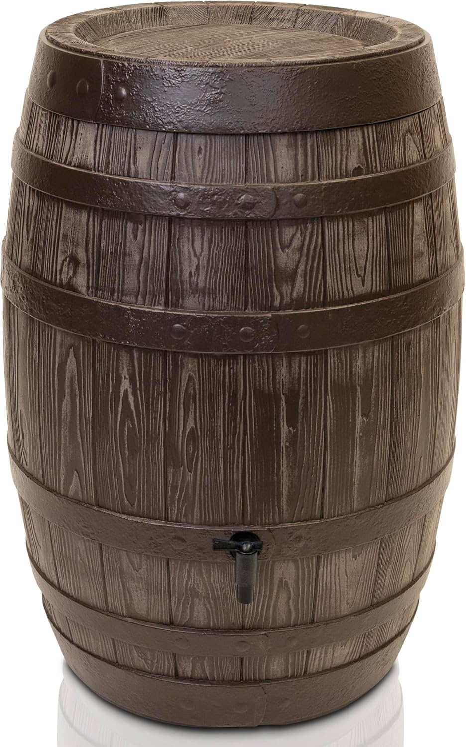 YourCasa Regentonne 250 Liter [Barrel] mit windsicherem Deckel - Regenfass Frostsicher aus Kunststoff in Holzoptik - Regenwassertonne - Regenwassertank Garten - Holz Weinfass Wasserfass Holzfass