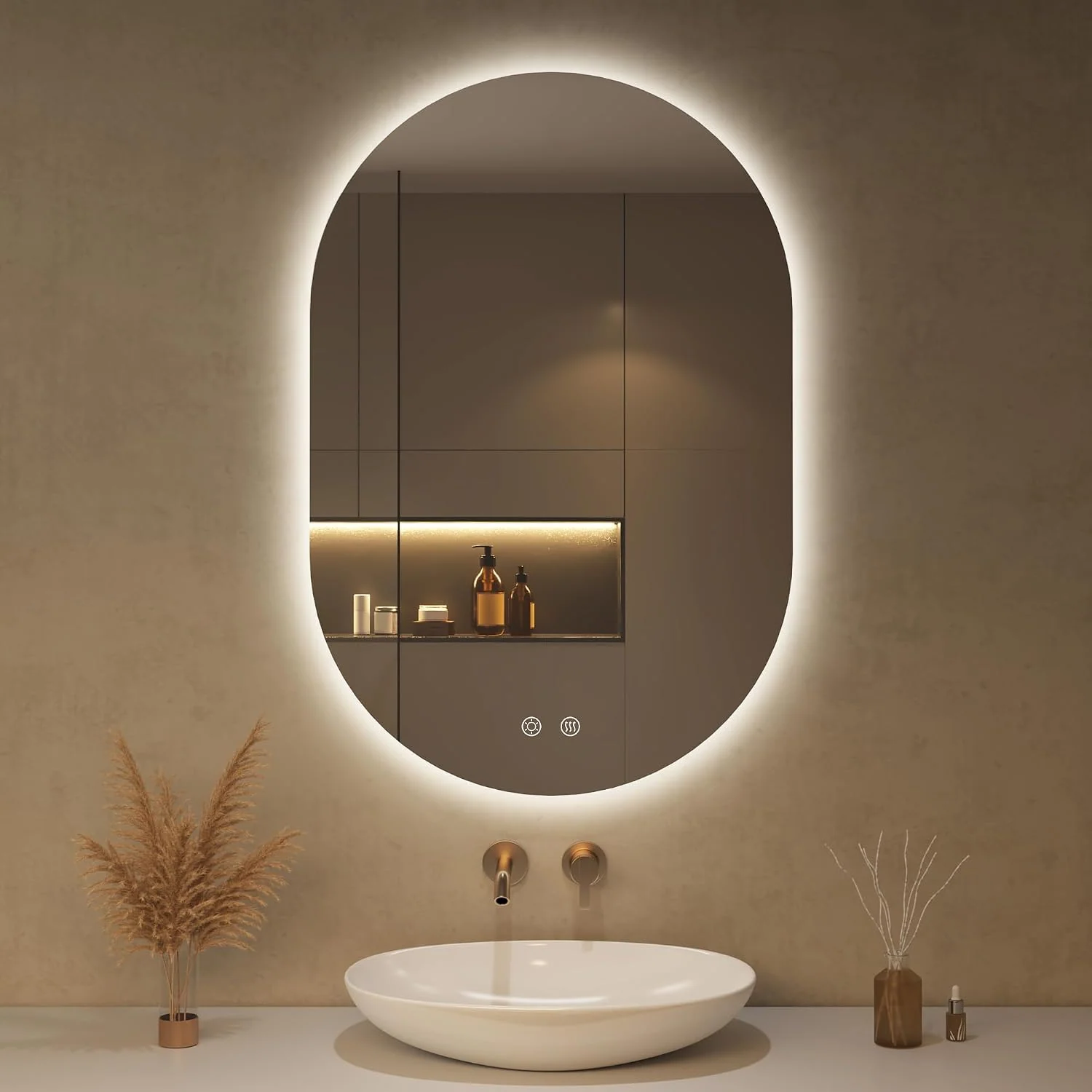 OUMUSU LED-Badspiegel mit Beleuchtung