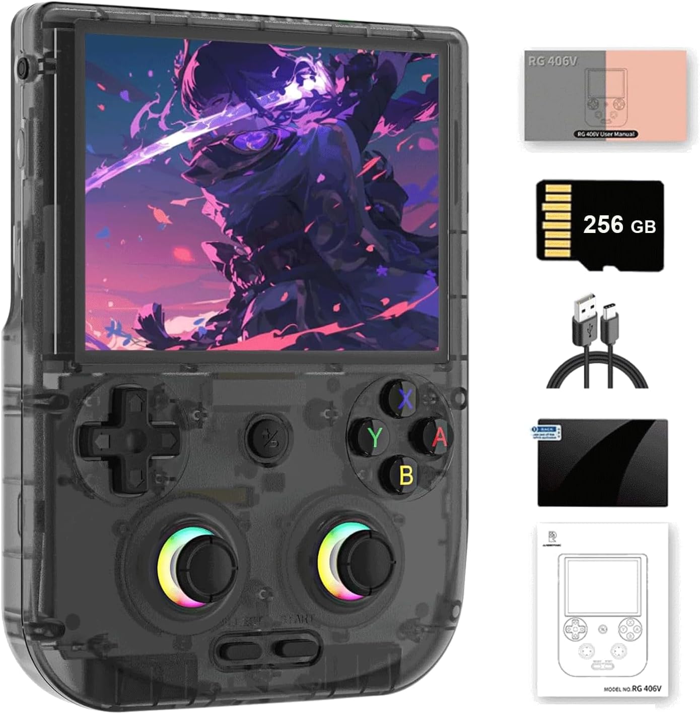 NULA RG406V - Console da gioco in stile retrò, con scheda TF da 256 G / 9000 giochi Android 13 Unisoc T820, touch screen IPS da 4 pollici, supporto 5G WiFi Bluetooth