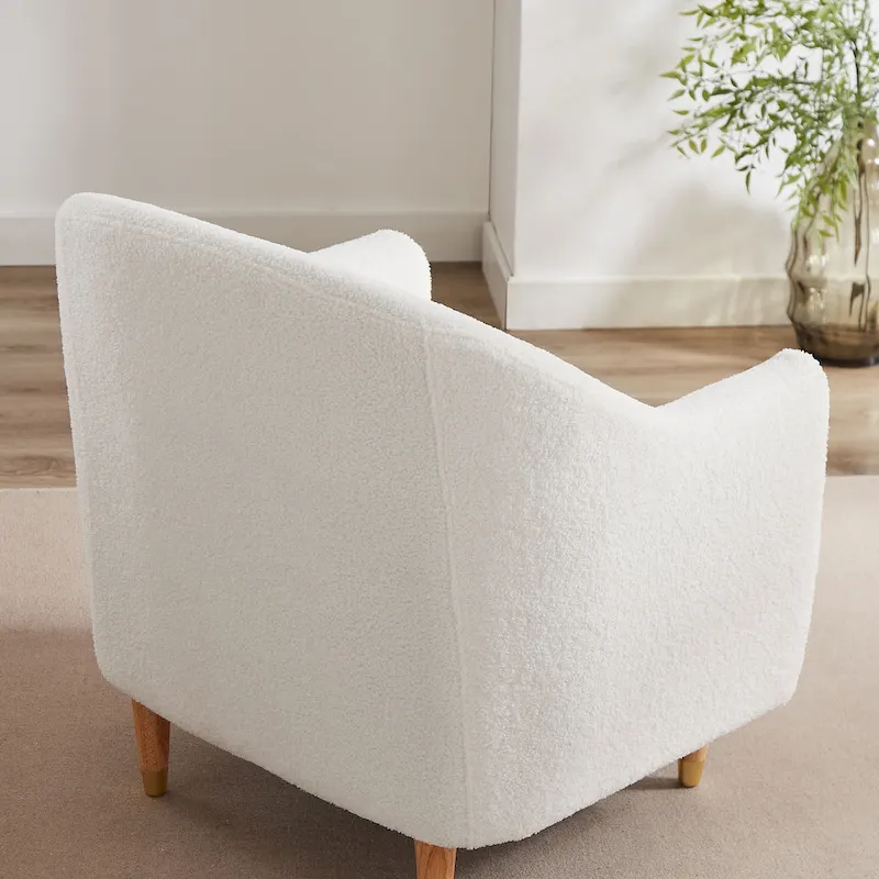 28.34W Set Of 2 Accent Armchair, Velvet Barrel Chair with Solid Wood Legs