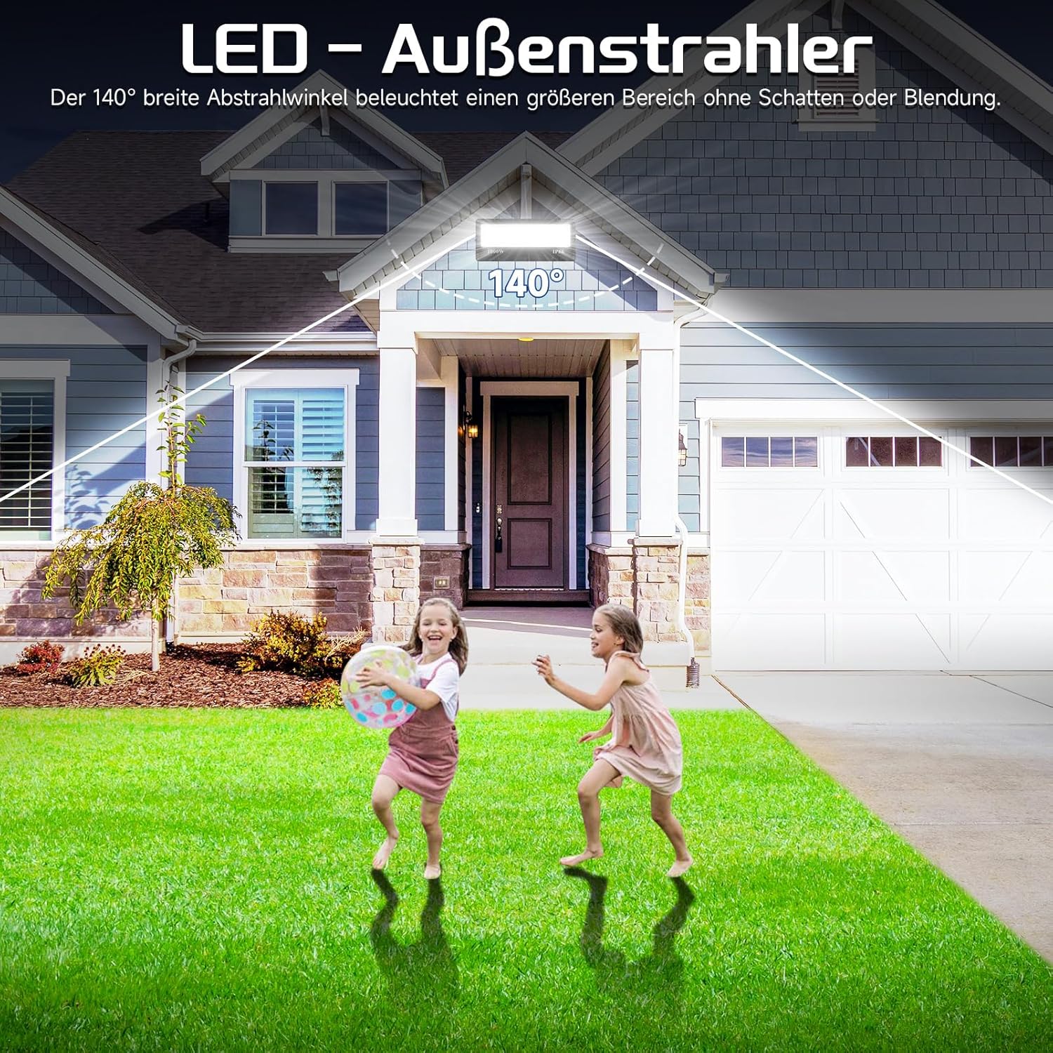 LED Strahler 1000W 100000LM Fluter Flutlicht Außenstrahler - 2Pcs 6500K Kaltweiß Superhell Scheinwerfer Wandleuchte, IP65 Wasserfest Innen- Außenbeleuchtung für Garten Hof Garage Hotel Rasen