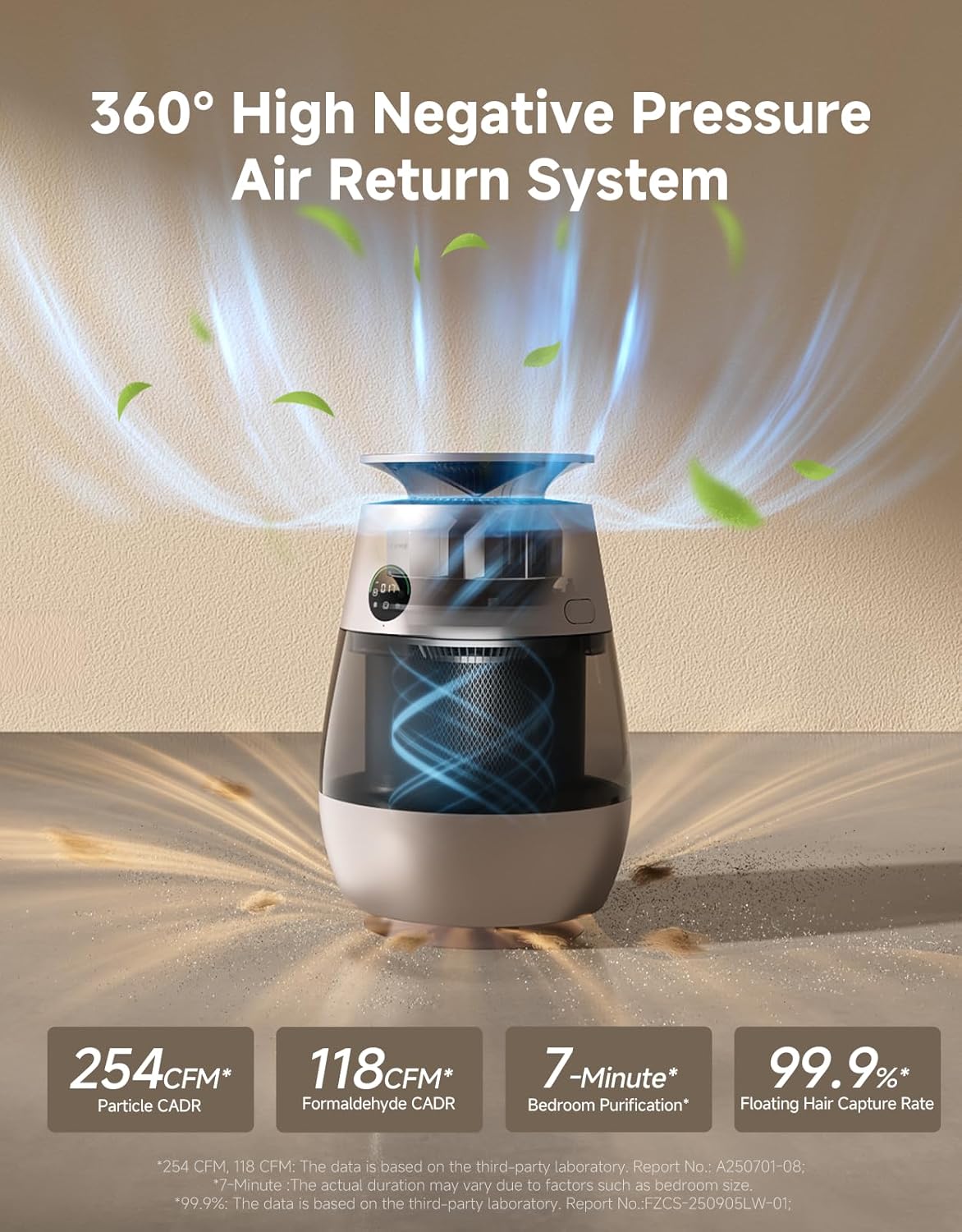 ‌Dreame Pet Air Purifier, 1346 ft² for Home Large Room, NeverChange 5.4-Year Filters for Odor Purification, 360° Visual Collection of Hair, ‌Pet-Friendly Design, APP & Voice Control, AP10-Gold