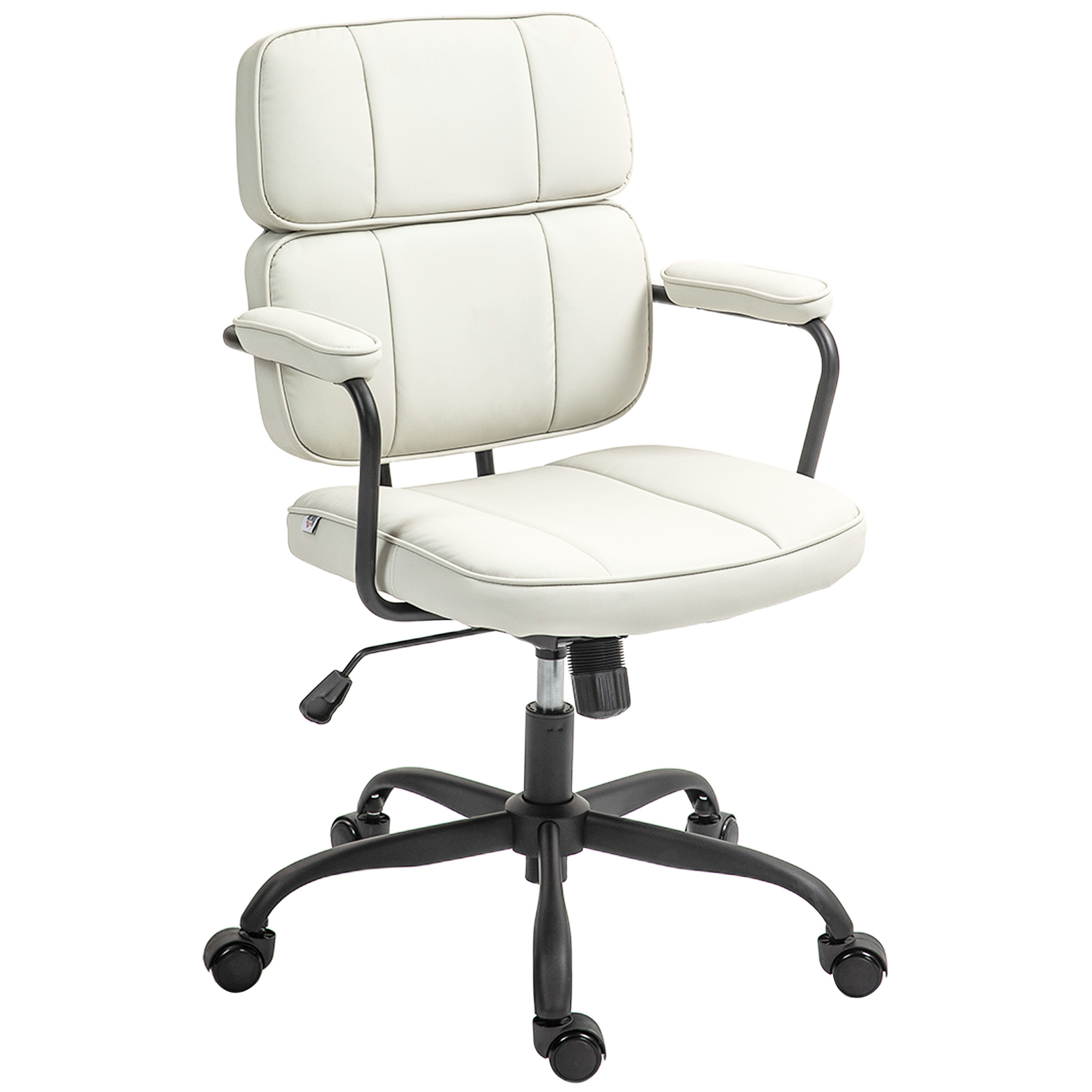 HOMCOM Bürostuhl mit Wippfunktion, höhenverstellbar und 360 ° drehbar, 60,5 x 59 x 89-97 cm, Cremeweiß