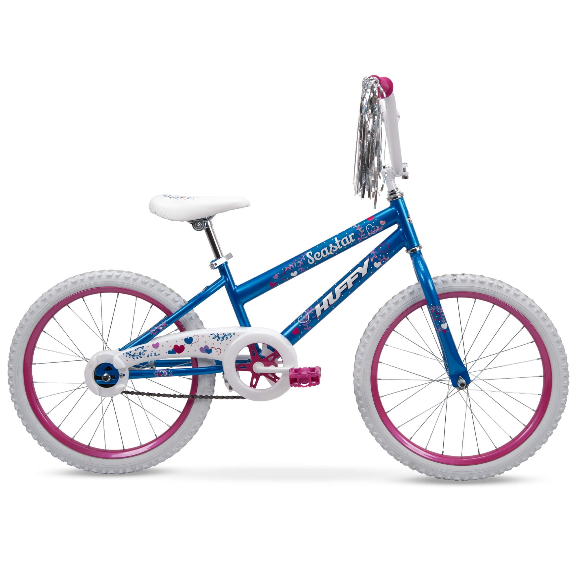 Huffy Sea Star Kids Bike 20&prime;&prime; Blue/Pink, Ages 5 12, Coaster Brake, Steel Frame, Streamers
