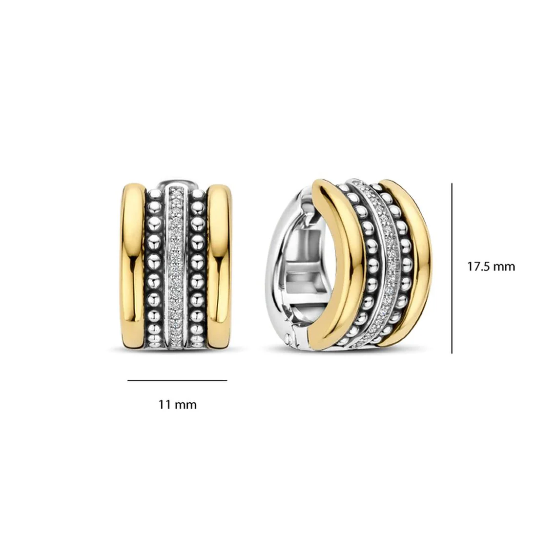 Orecchini Ti Sento Milano a cerchio varie texture bicolore con pietre 78065ZY