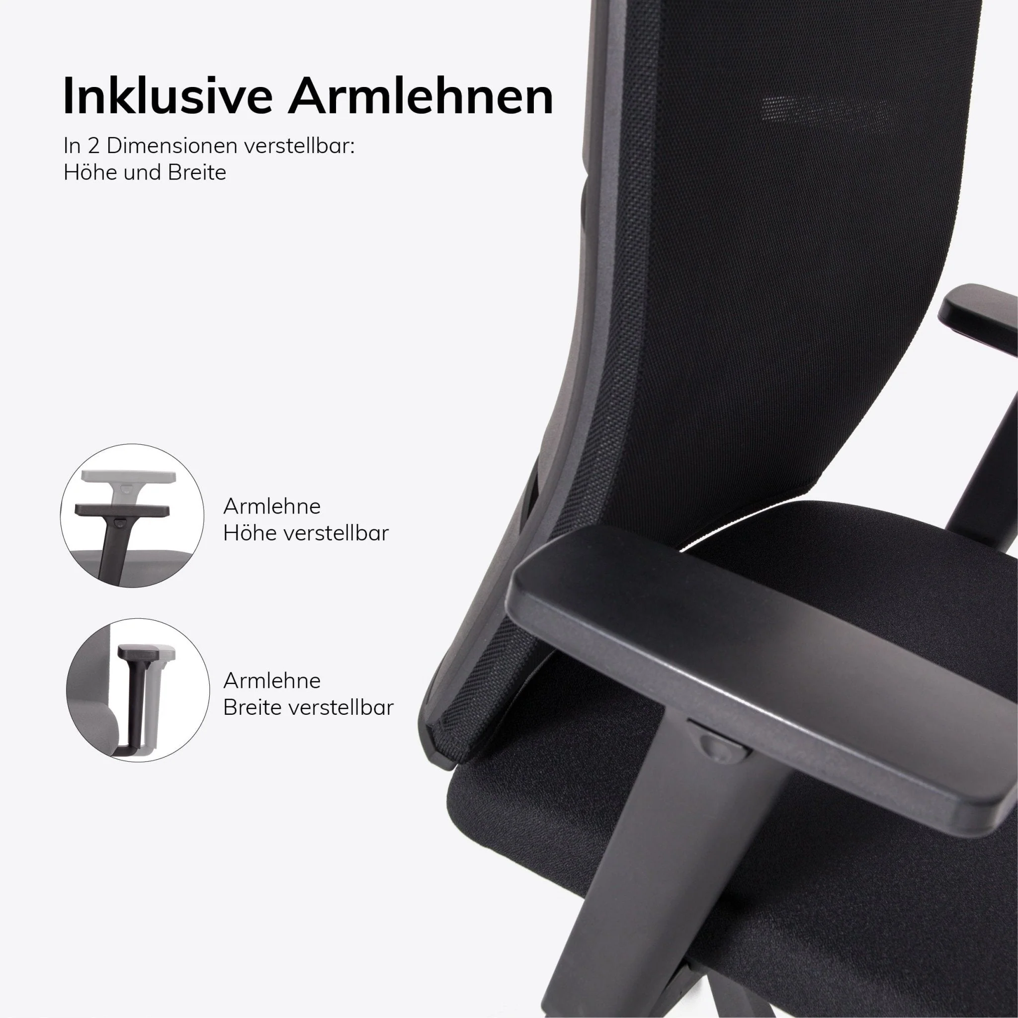 Sedia da ufficio ergonomica lento Agilis MT12 con base nera - Garanzia 30 anni - Made in Germany