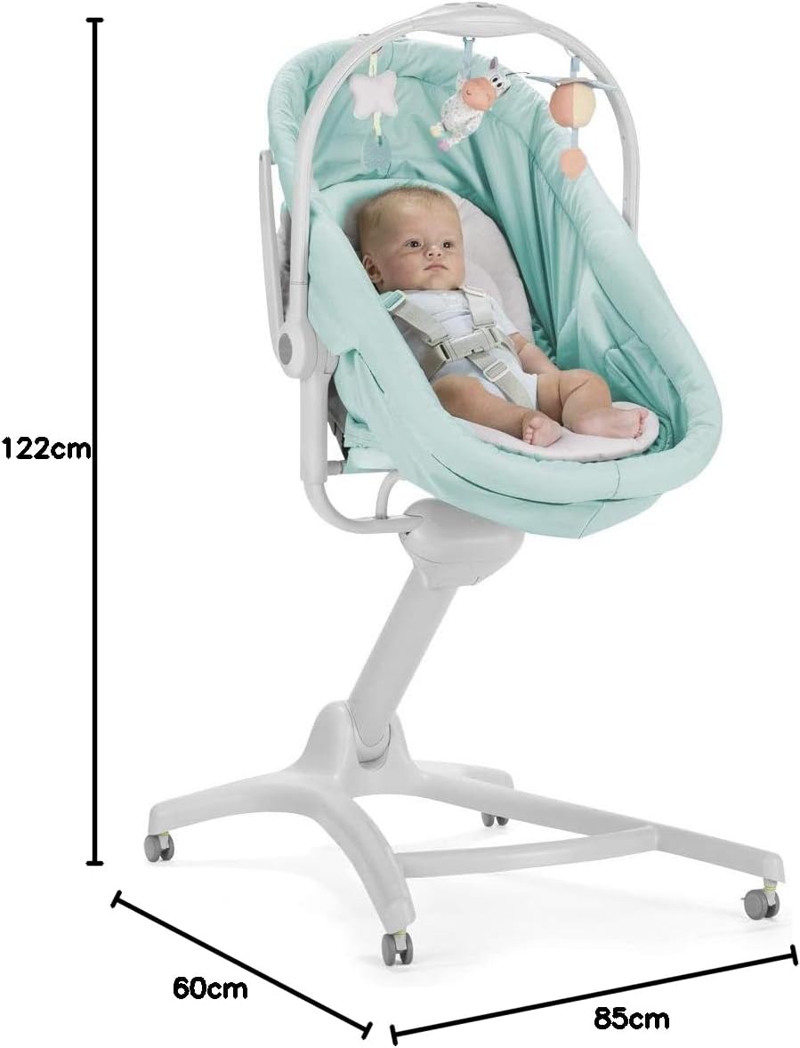 Chicco Baby Hug 4 in 1 Stubenwagen ab 0 Monate, Erhöhte Babyliege, Babybett, Hochstuhl mit Spielbogen, bis 15 kg, Verstellbare Rückenlehne, Verstellbare Höhe und 4 Räder