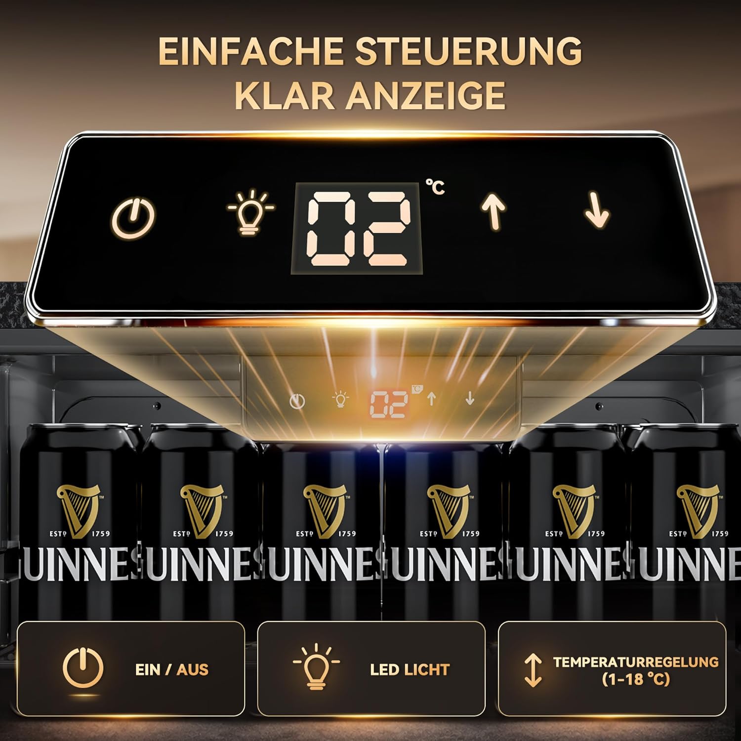 TRIUMPHKEY 90L Getränkekühlschrank mit Klima-Kühlung | Neu: Gleichmäßige & frostfreie Kühlung | 4 verstellbare Ablagen – Platz für 126 Dosen | Ideal für Bar, Büro & Haushalt