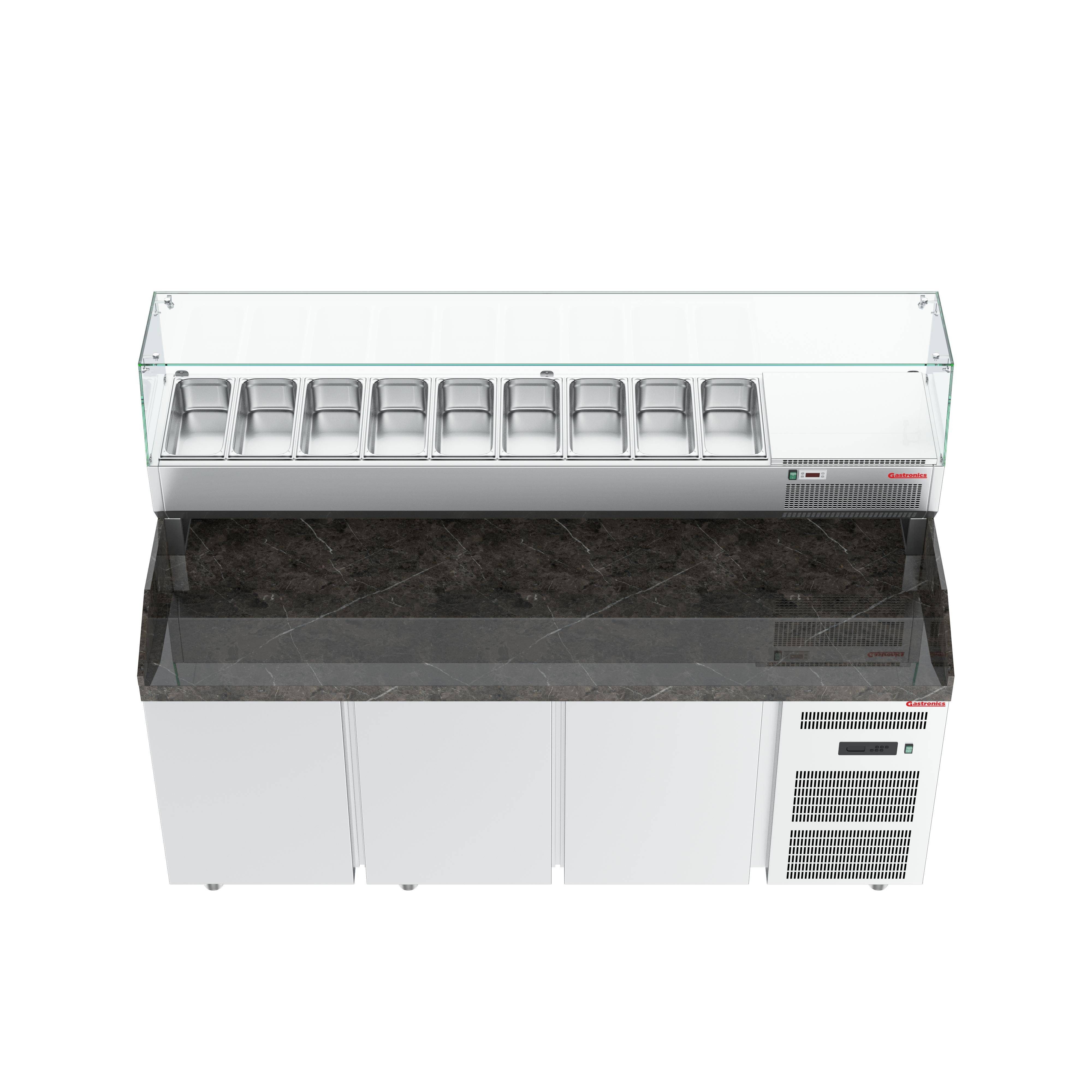 Pizzaofen Pizzakühltisch Premium Kühltheke Compact, LED, 207 x 80 x 145 cm