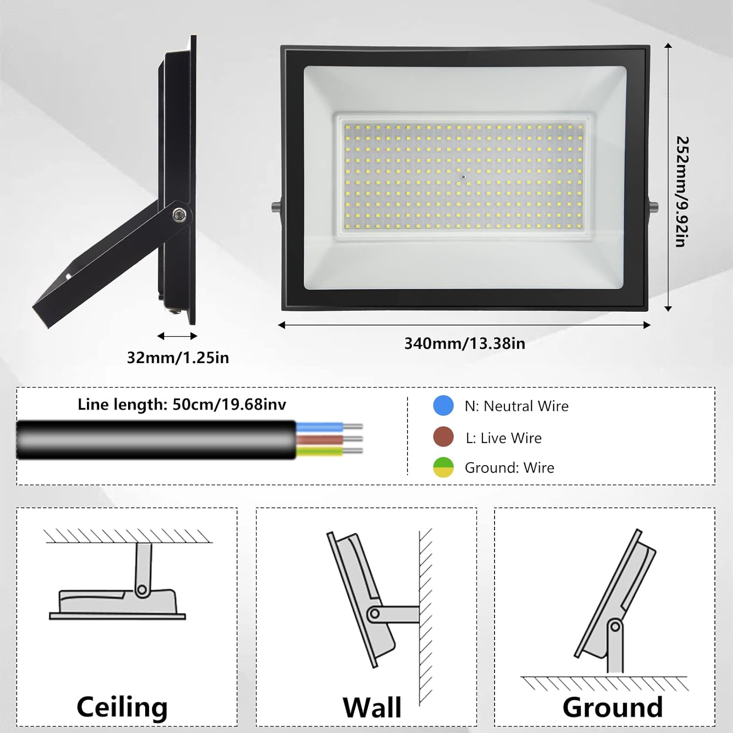 10er 200W LED Strahler Außen 20000LM Superhell led strahler 6000K Kaltweiß IP65 Wasserfest led scheinwerfer,Ultradünnes für Sportplatz Garage Garten Hinterhof Flur
