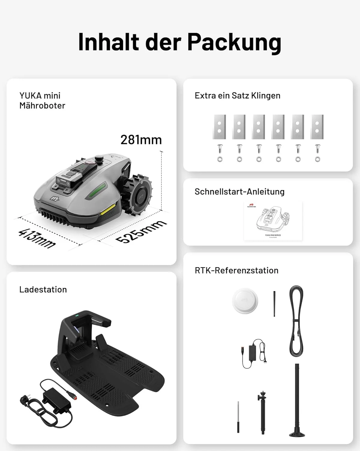 MAMMOTION YUKA Mini 700 robotmaaier zonder begrenzingsdraad, NetRTK+Vision, geen RTK-antenne nodig, automatische kartering, aanbevolen 700m2, max. 1100m2, met 4G-module, 50% helling
