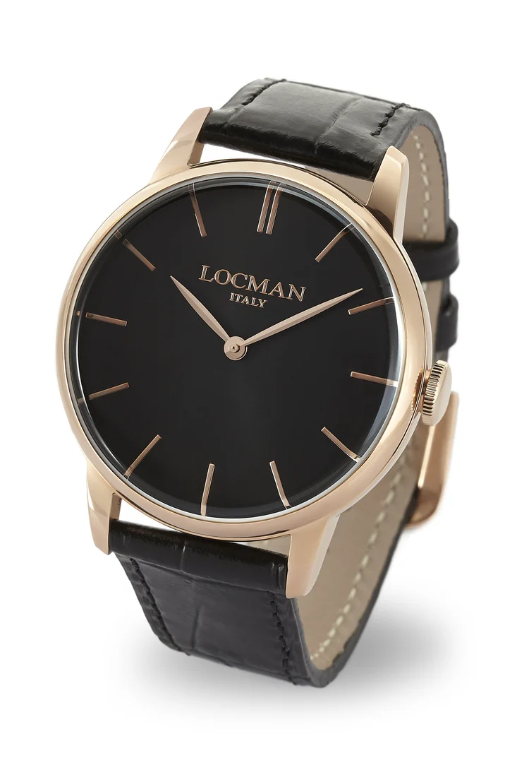 Locman 1960 dorato rosa nero pelle nera 0251V09-RGBKRGPK
