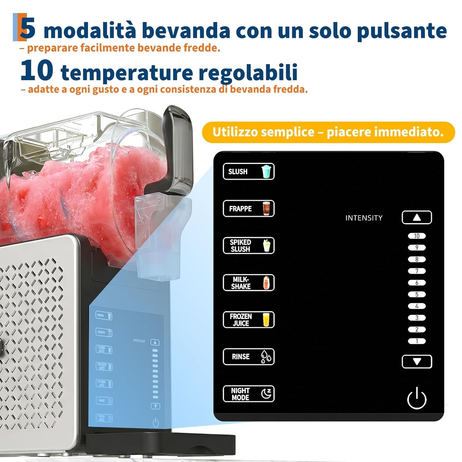 Macchina per Granite 1,9L Grande Capacità, RapidChill Tecnologia, 5 Programmi, Autopulizia, Silenziosa, Tutto-in-Uno per Slushie, Frappé, Milkshake, Cocktail, Facile da Pulire