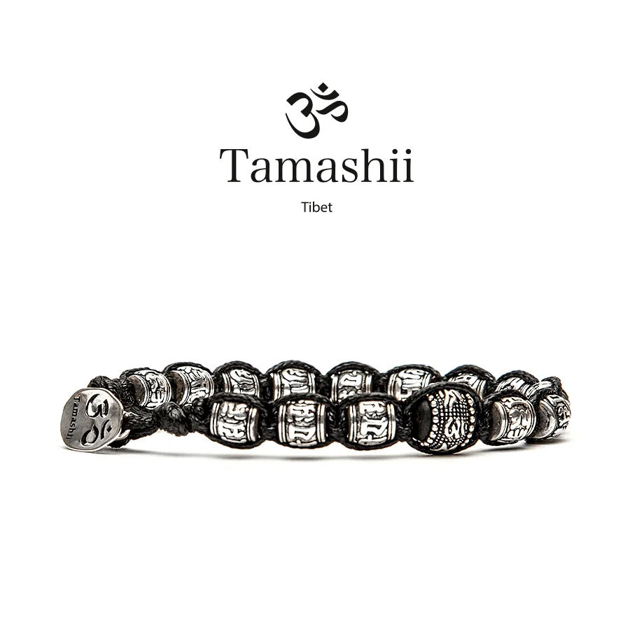 Bracciale Tamashii ruota della preghiera in barilotti argento BHS924-S1