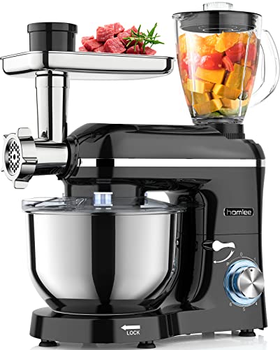 Homlee 3 in 1 Robot da Cucina, Impastatrice Planetaria Multifunzione 5.5L Litri Terrina In Acciaio Inox,1,5L Frullatore Succo,Set Per Salsicce, 6 Velocità : Amazon.it: Casa e cucina