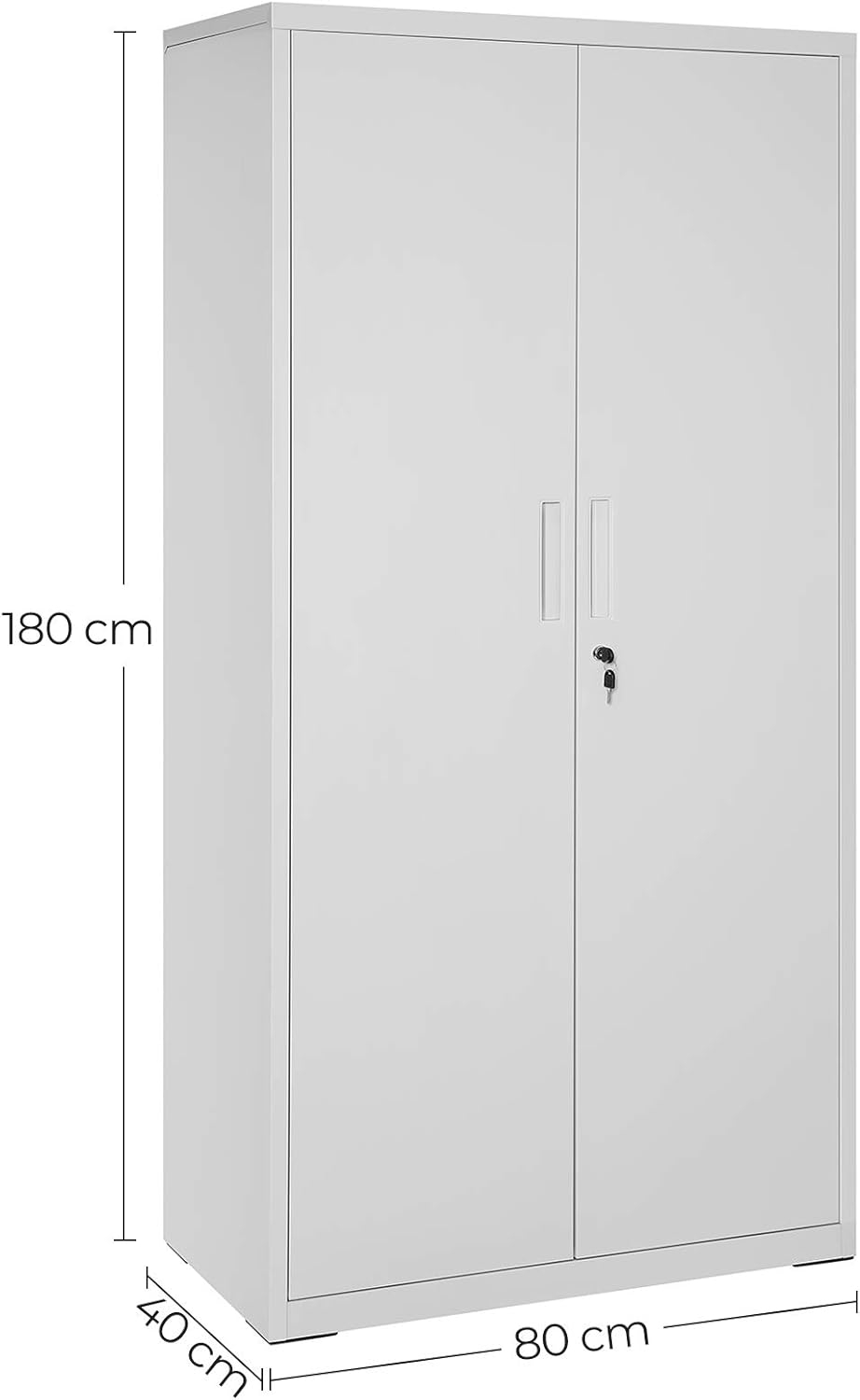 SONGMICS Aktenschrank, Mehrzweckschrank, Stahl-Aufbewahrungsschrank, 5 Ebenen, Doppeltüren, Schloss, Werkzeugschrank, verstellbare Ablagen, Garage, Büro, Wohnzimmer, grau OMC015G01