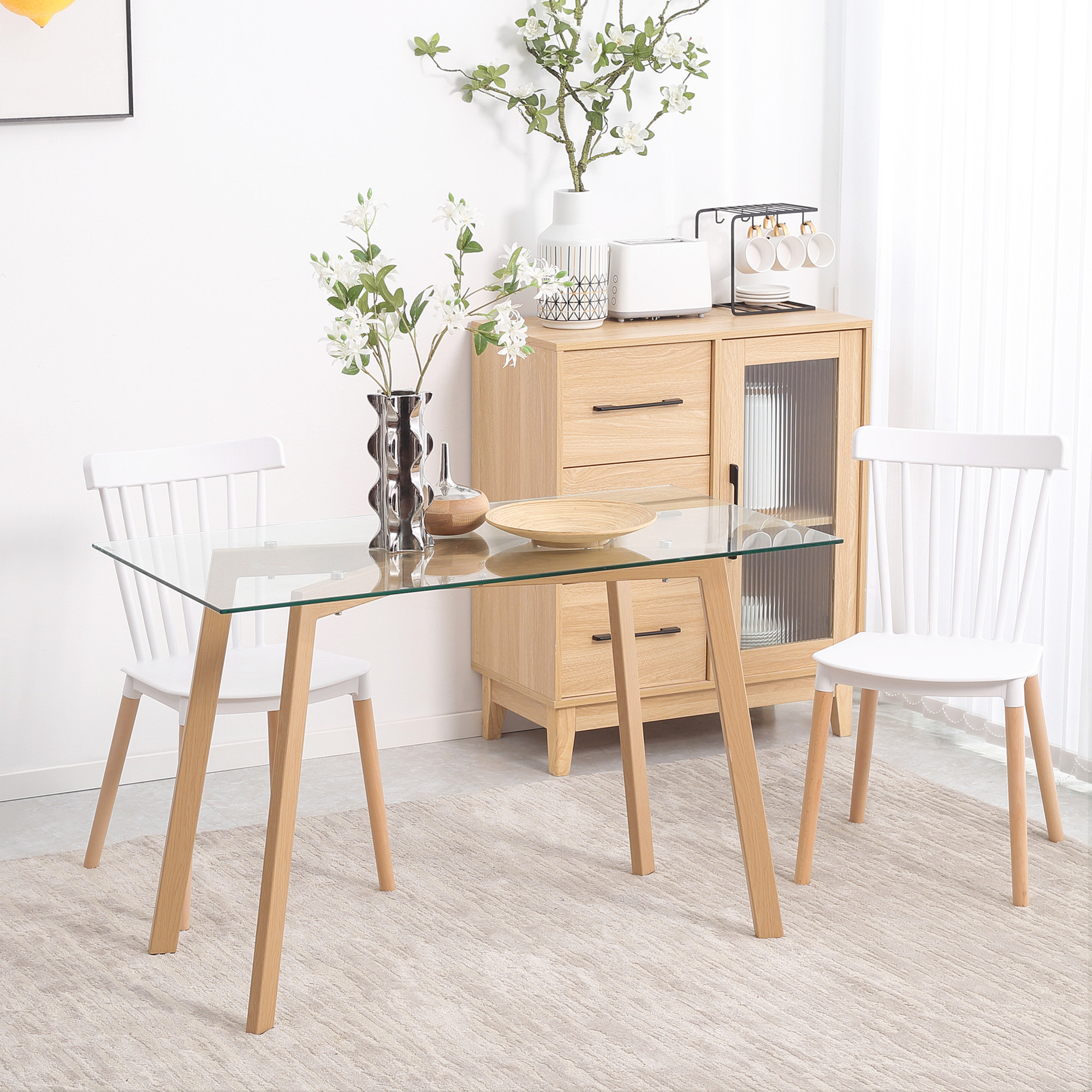HOMCOM Esstisch für 4 Personen max, aus Stahl mit Tischplatte aus gehärtetem Glas, 120x60x76 cm