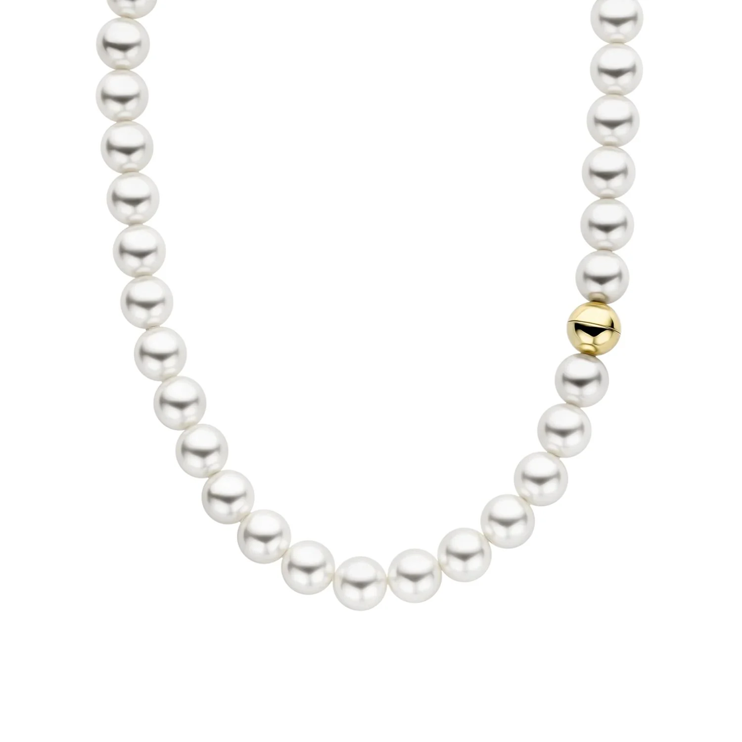 Collana con perle bianche e chiusura a sfera, Ti Sento Milano