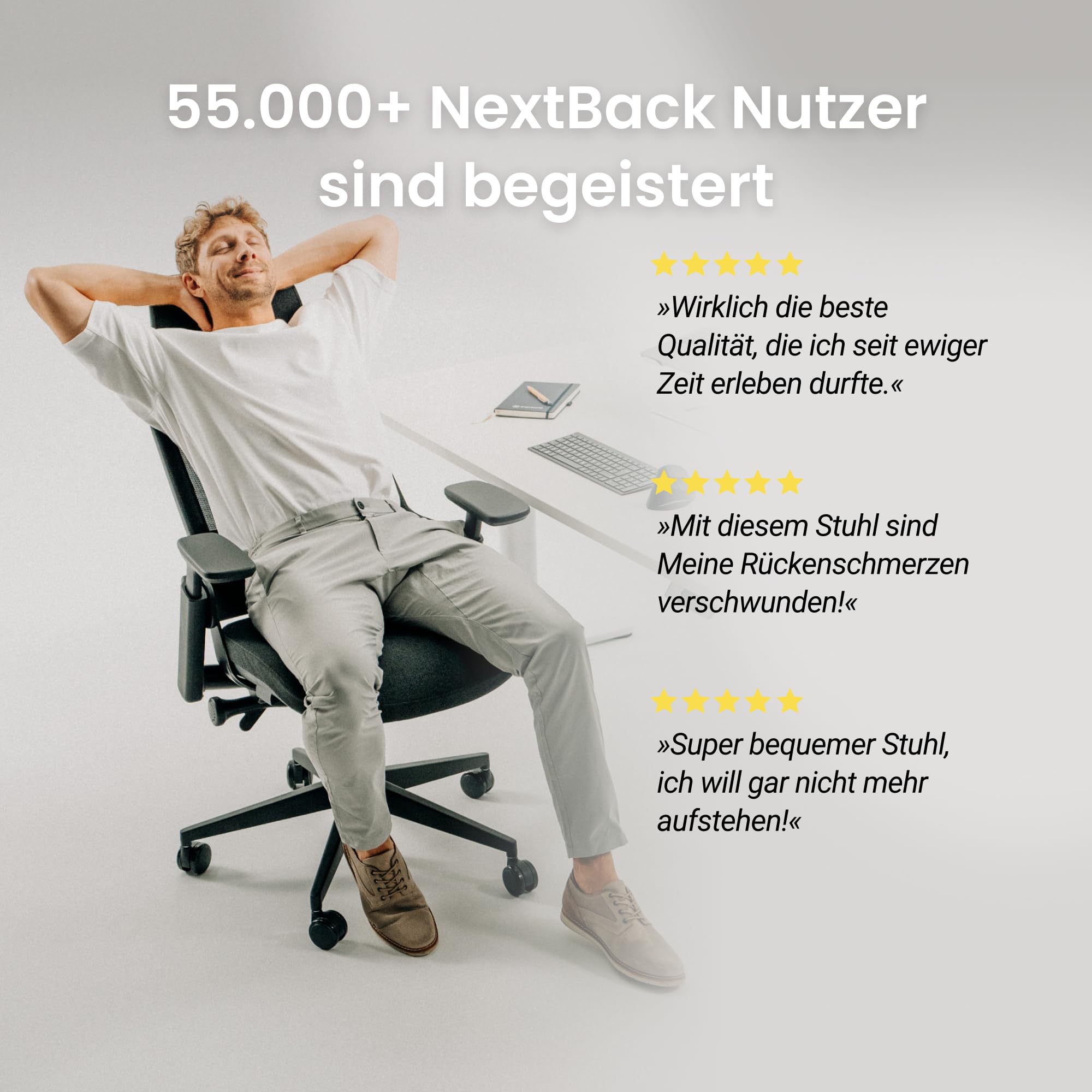 Ergonomischer Bürostuhl NextBack bis 150 kg, Schreibtischstuhl mit Synchron-Mechanik, Lordosenstütze und verstellbarer Nackenstütze