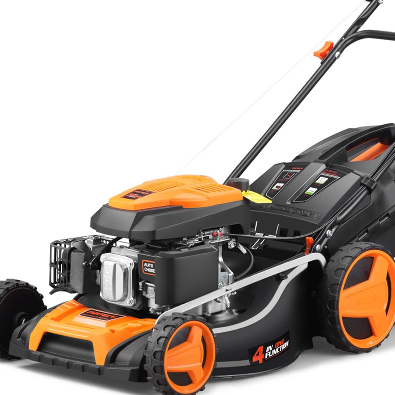 Tagliaerba a scoppio semovente FUXTEC RM5196 larghezza di taglio 51 cm, tosaerba a benzina con trazione motore a scoppio 196cc Easy Clean 4in1 6CV/4,4KW mulching / sacco raccoglierba 50L