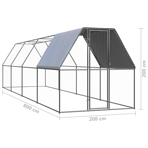 vidaXL Pollaio da Esterno 2x8x2 m in Acciaio Zincato : Amazon.it: Commercio, Industria e Scienza