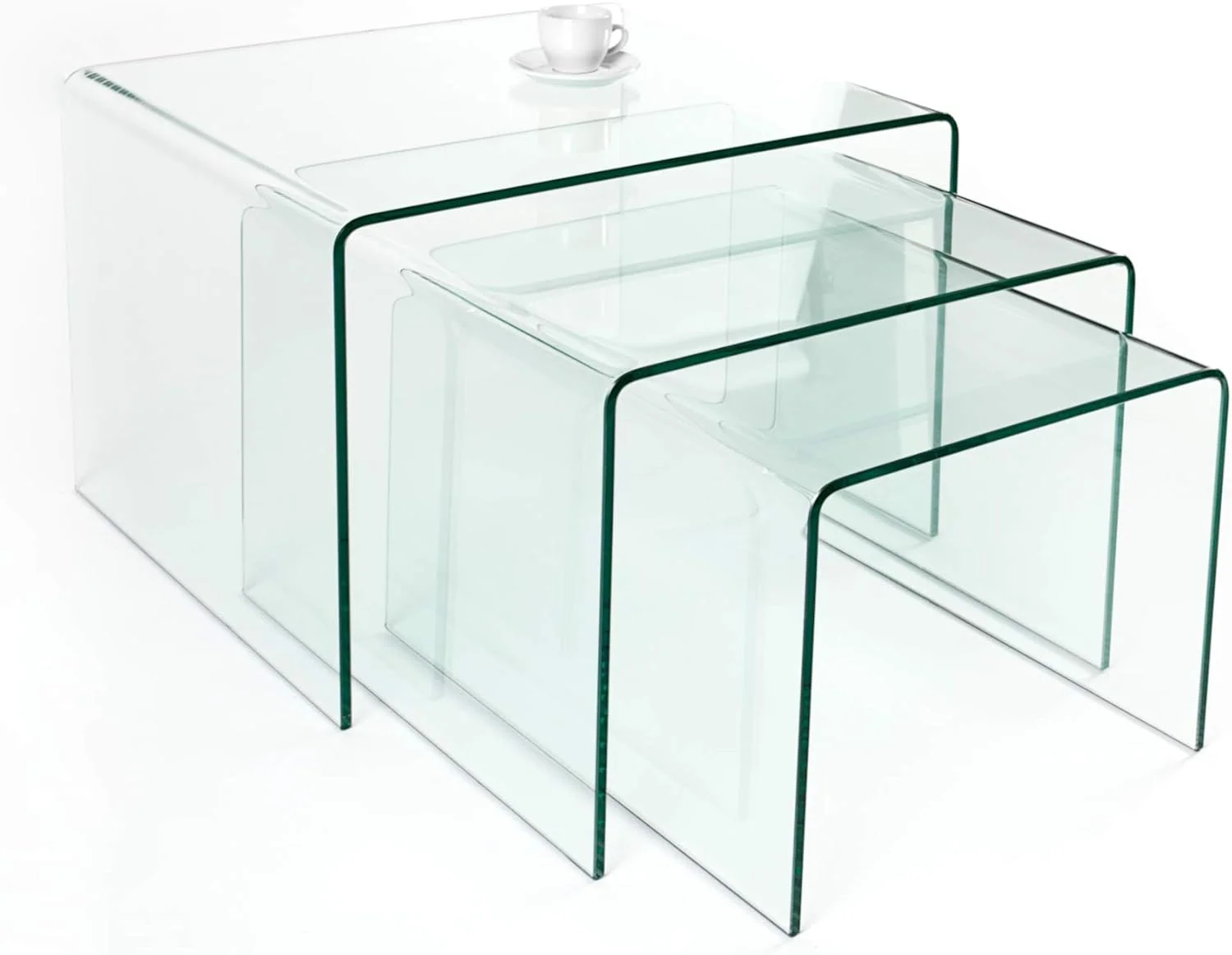 invicta INTERIOR 3er Set Glas Couchtisch FANTOME 60cm Beistelltische transparent Glastisch Tische