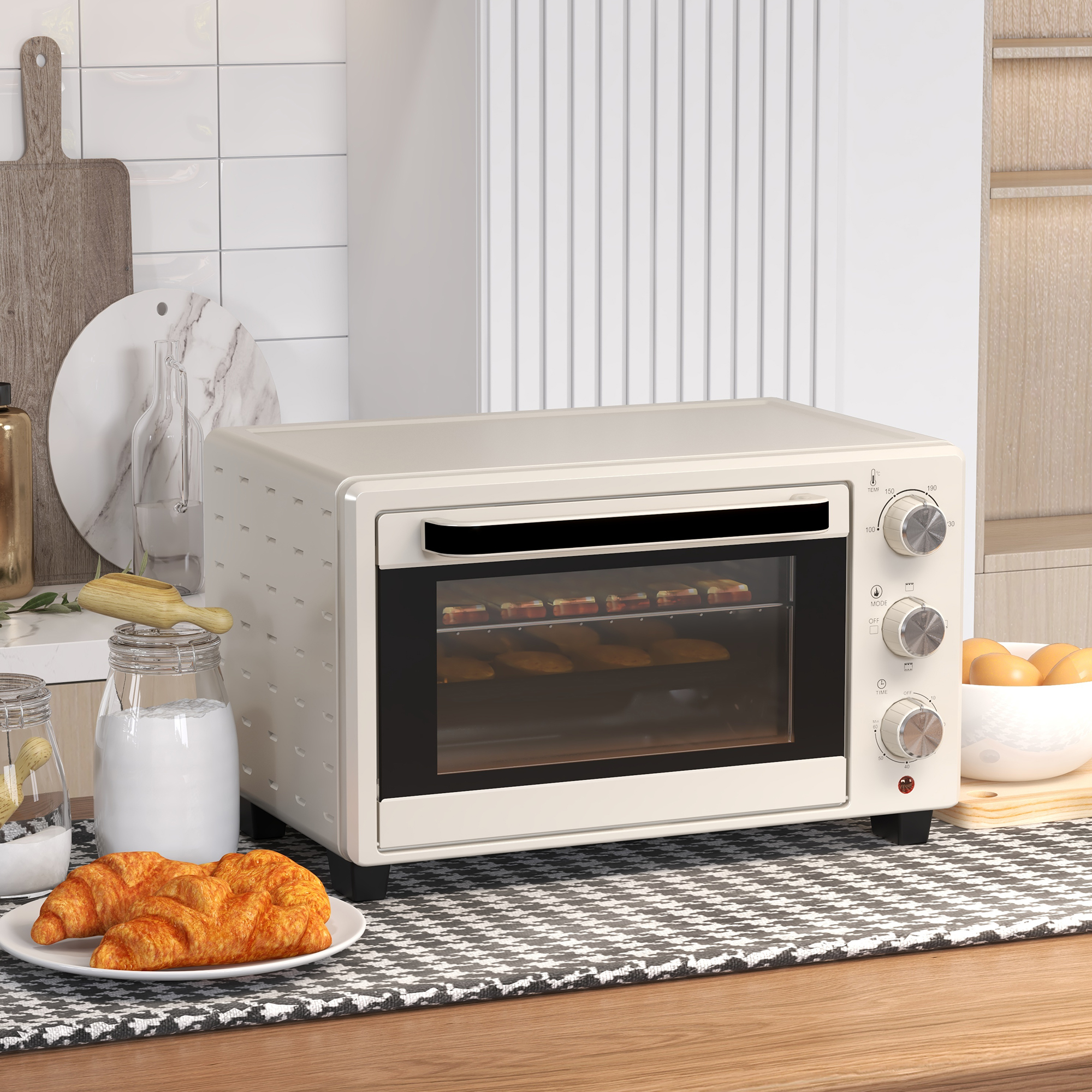 Minioven, 3 Kookmodi, tot 230�� C, 1400W, met Accessoires, 46x38,5x29cm, Cr��me