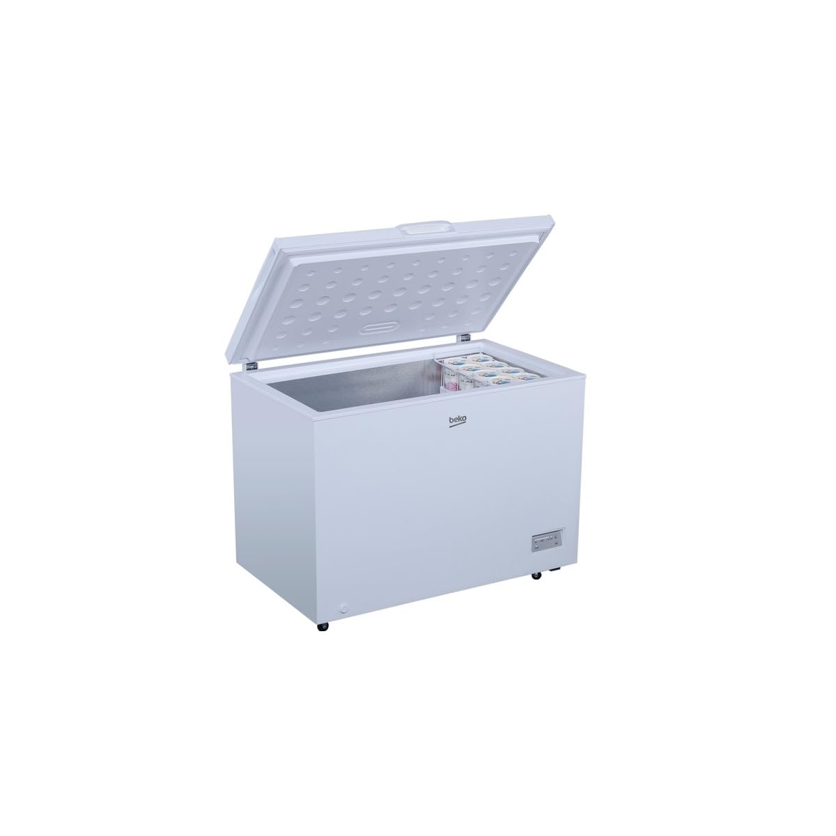 Gefriertruhe CF316EWN 308 l Nutzvolumen, 4-Sterne-Gefrierfach mit Gefrierkorb und Temperaturalarm, 40 dB, Energieeffizienzklasse E, in unbeheizten