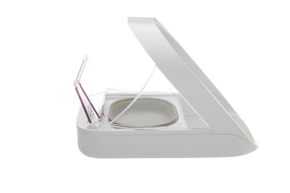 SureFlap Mikrochipfutterautomat mit dichtem Deckel RFID Halsband für Nass und Trockenfutter batteriebetrieben weiß