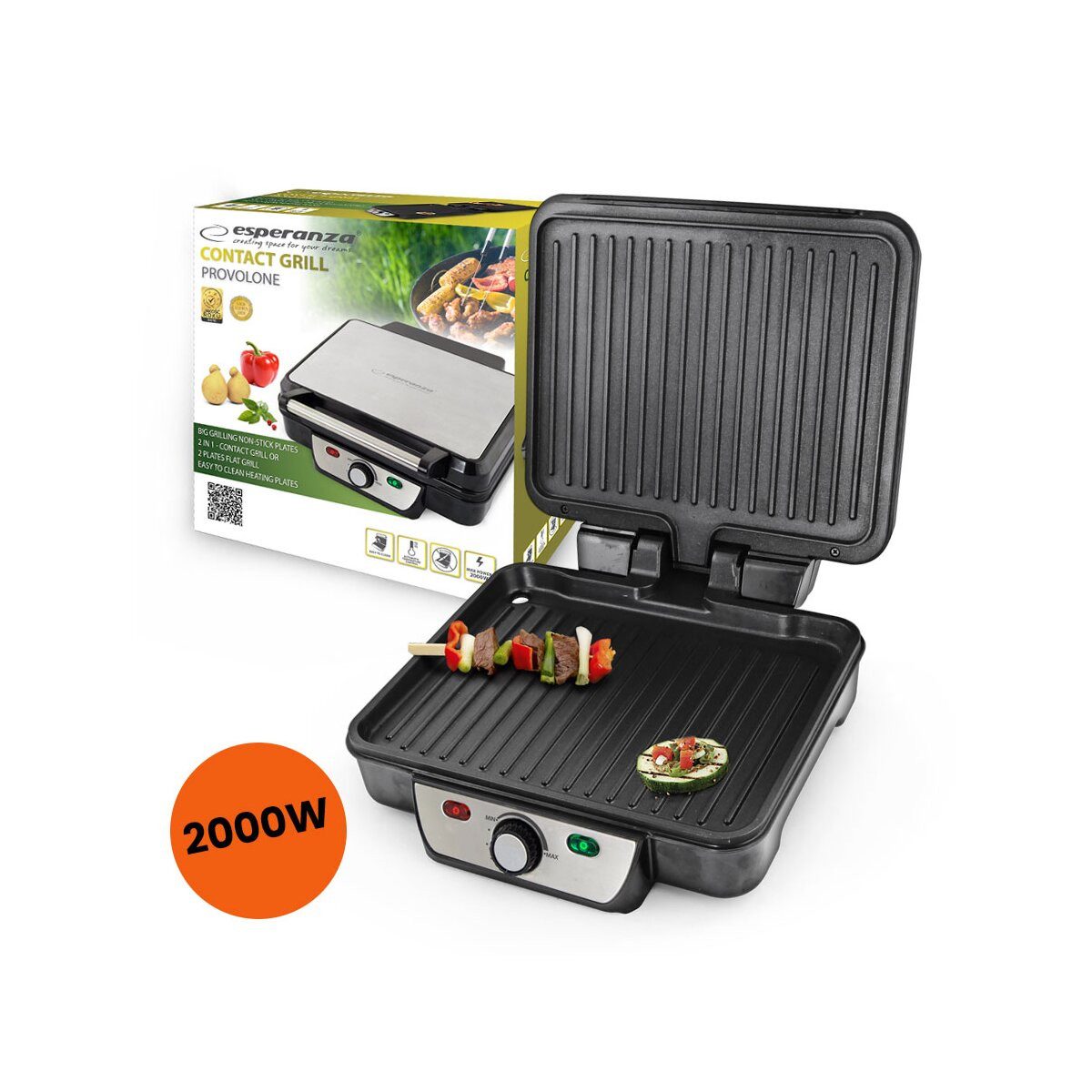 Kontaktgrill Esperanza Provolone Kontaktgrill Elektro Tischgrill EKG007