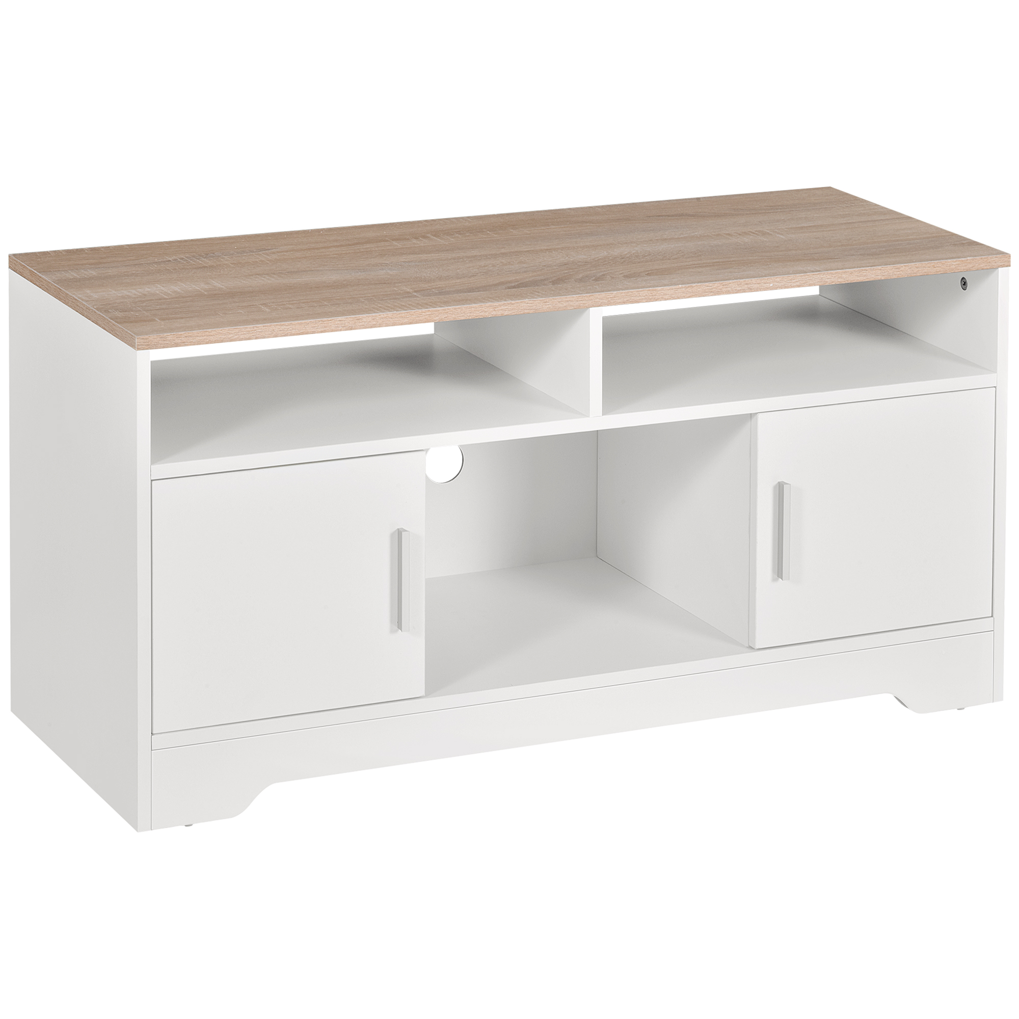 HOMCOM TV-Bank Modernes Design; 3 Regale und 2 Schränke 105 cm x 40 cm x 52 cm Natur