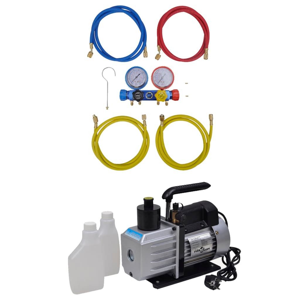 Kompressor Vakuumpumpe mit 4-Wege-Verteiler-Manometer Set für Klimaanlagen